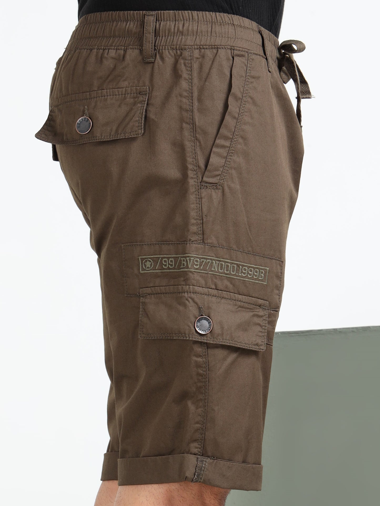 Olive Cotton Solid Shorts