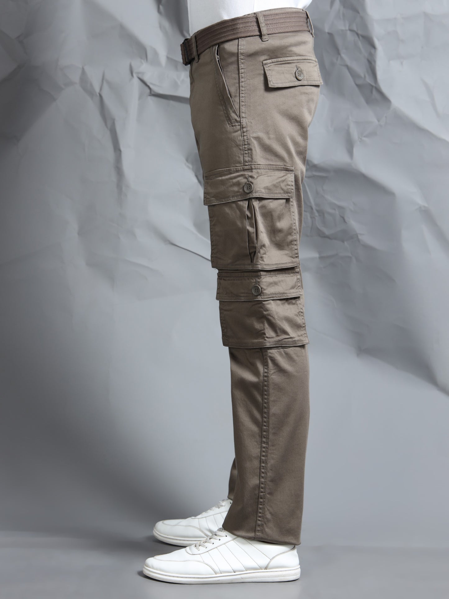 Men Stone Cargo Pants With Belt