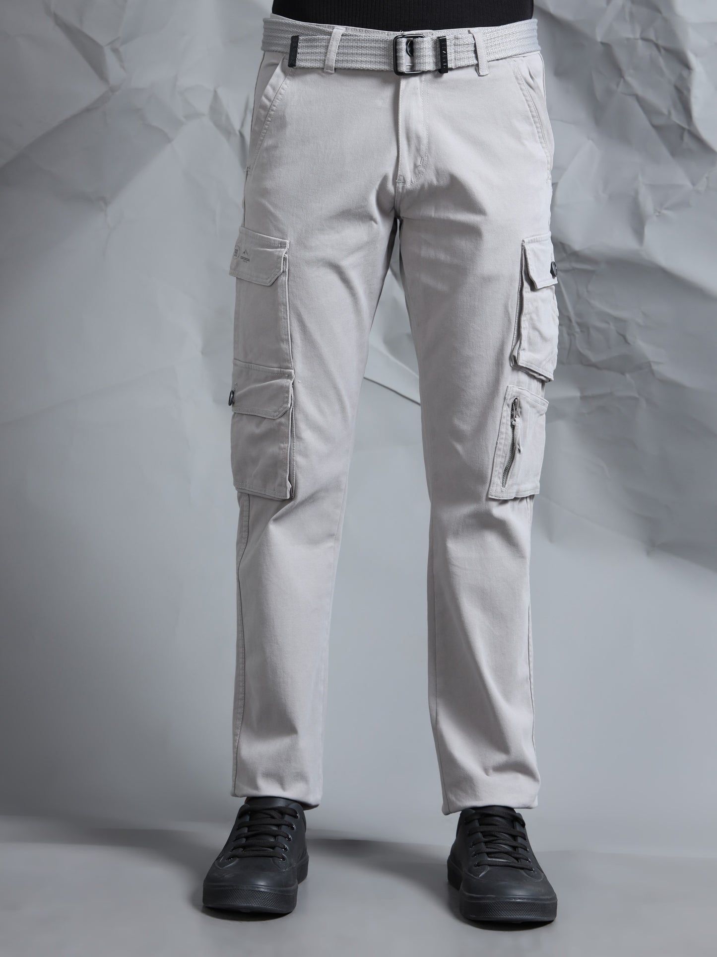 Cotton Lycra Light Grey  Cargo Pant with 8 Pockets