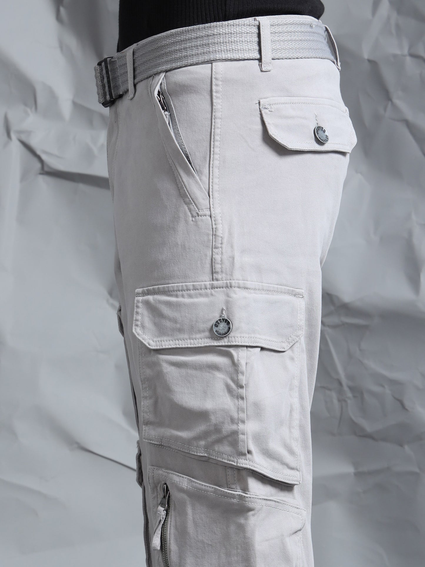 Cotton Lycra Light Grey  Cargo Pant with 8 Pockets