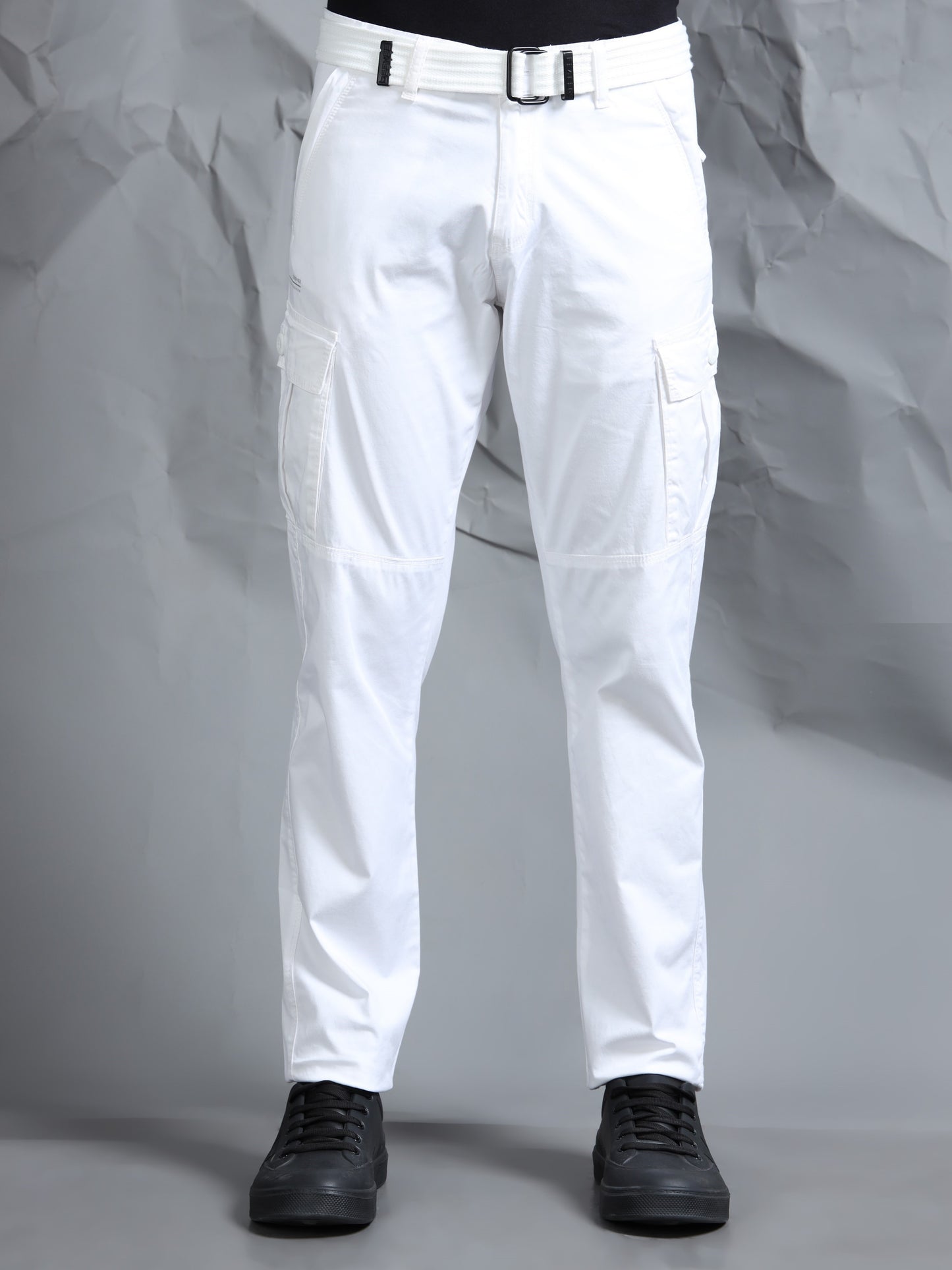 Cotton Lycra White  Cargo Pant with 6 Pockets