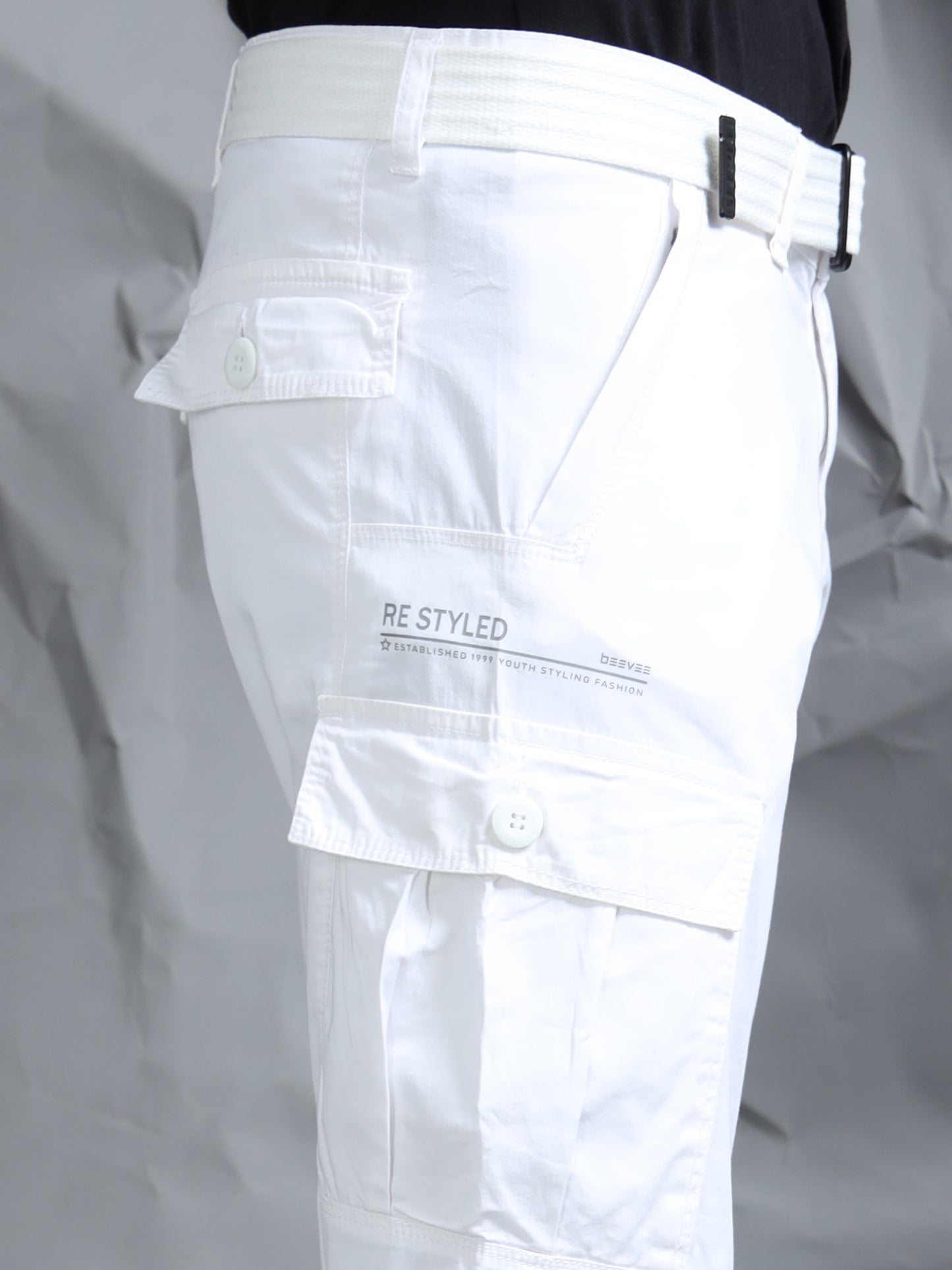 Cotton Lycra White  Cargo Pant with 6 Pockets