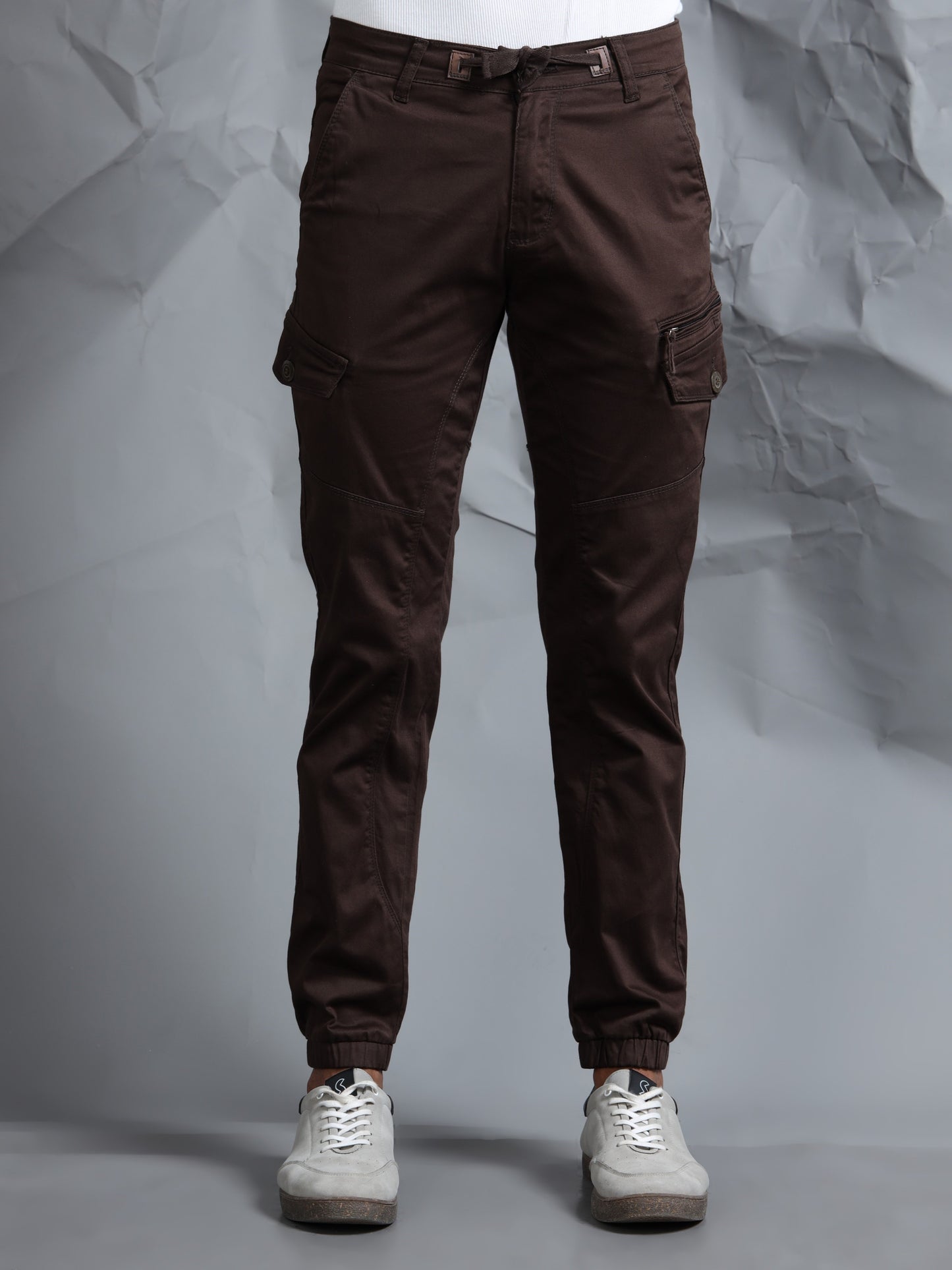 Cotton Lycra Coffee   Cargo Pants with 7 Pockets