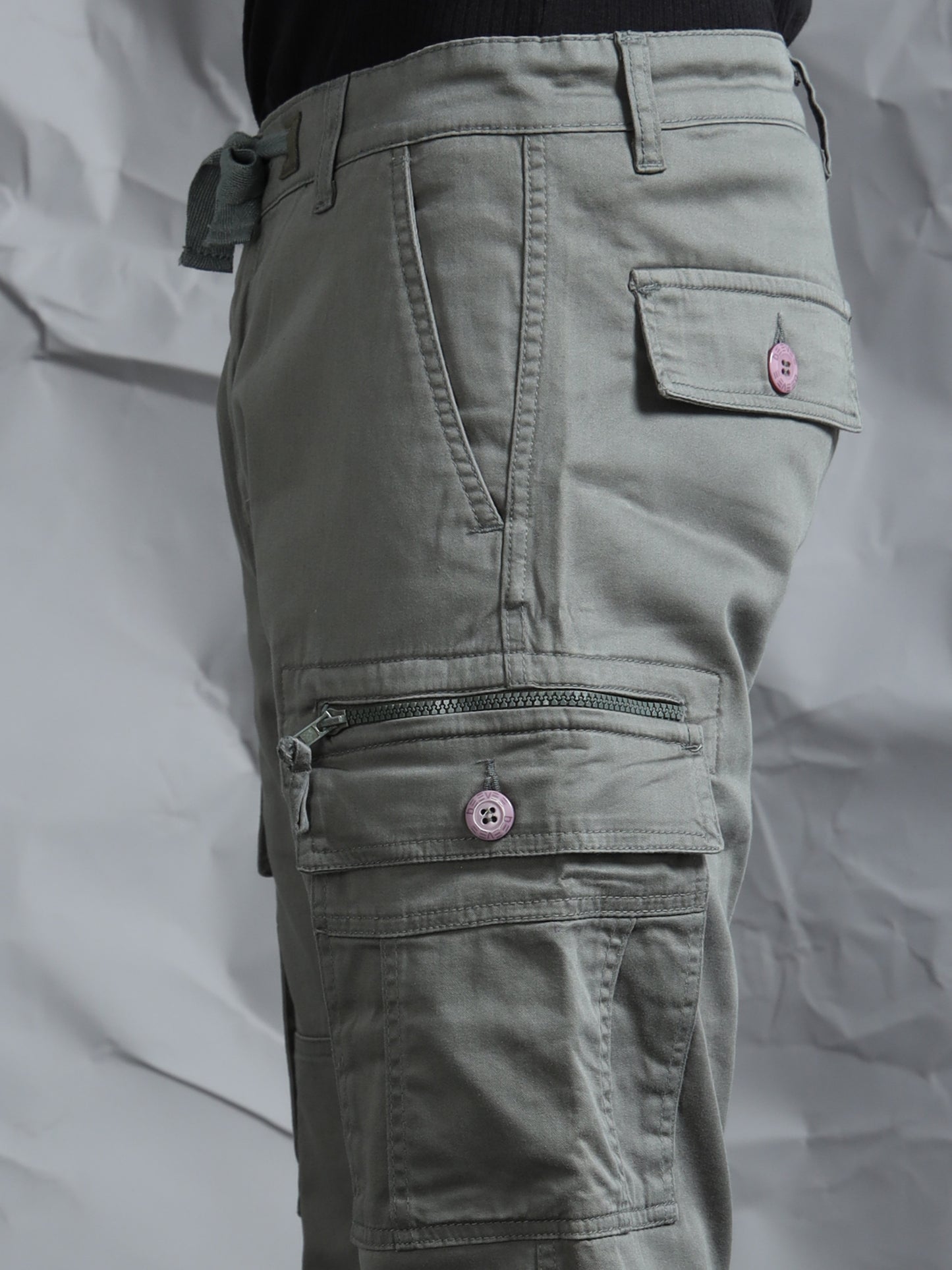 Cotton Lycra Green  Cargo Pant with 8 Pockets