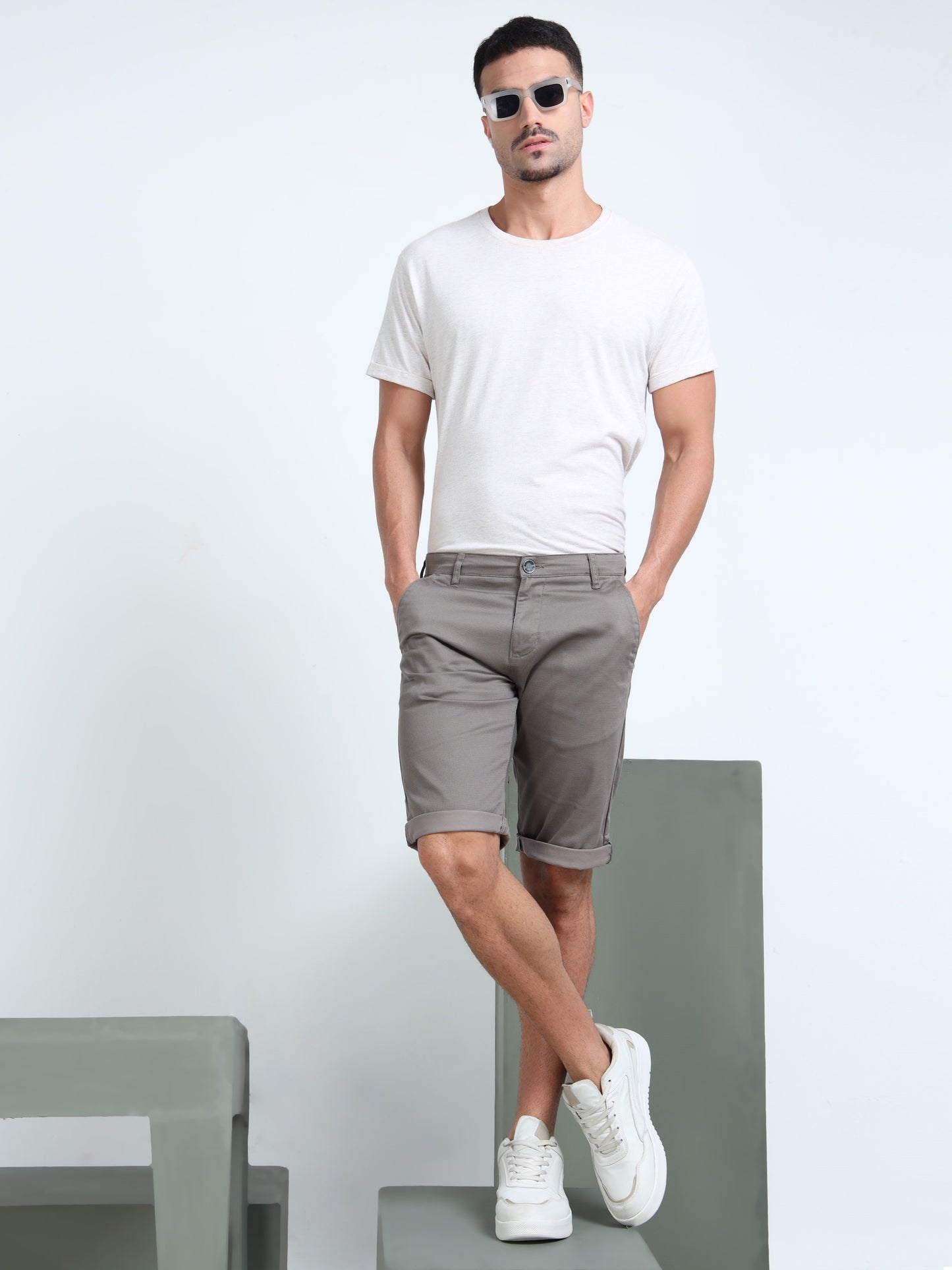 Men Grey Regular Shorts