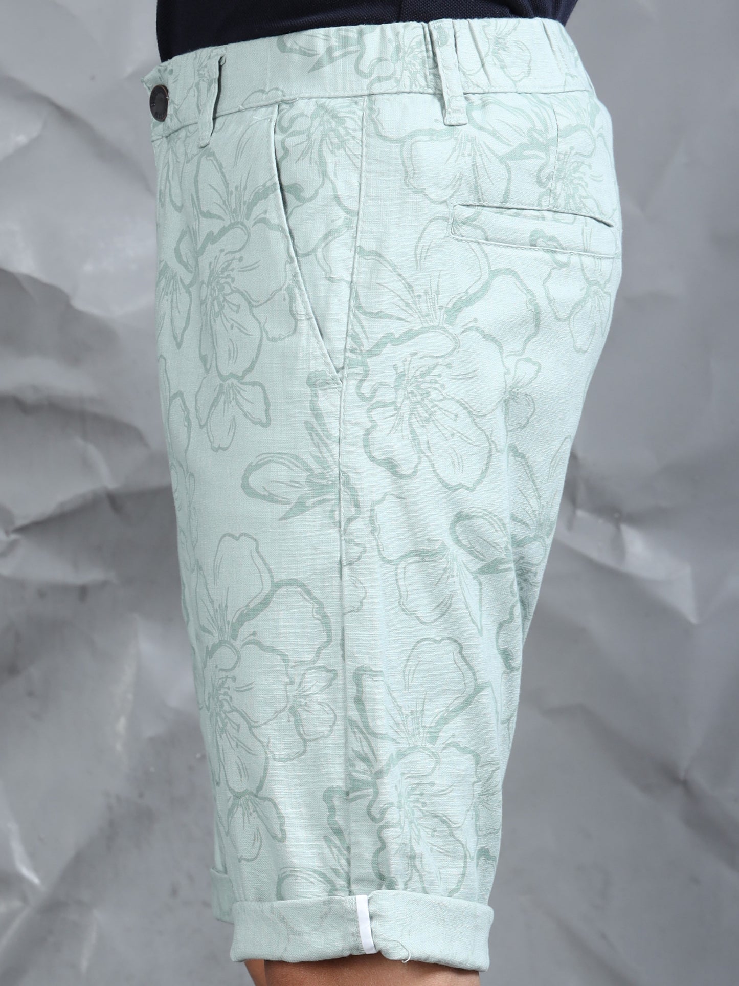 Cotton Lycra Casual Mint Printed Shorts