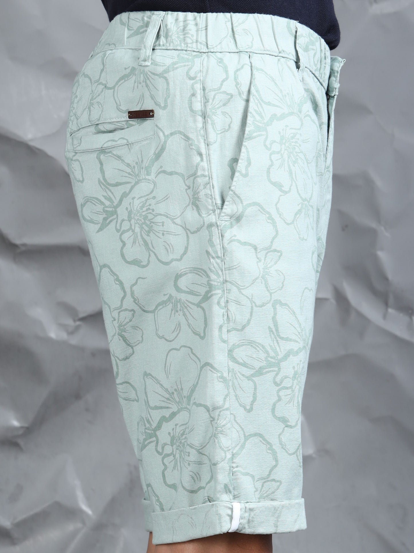 Cotton Lycra Casual Mint Printed Shorts