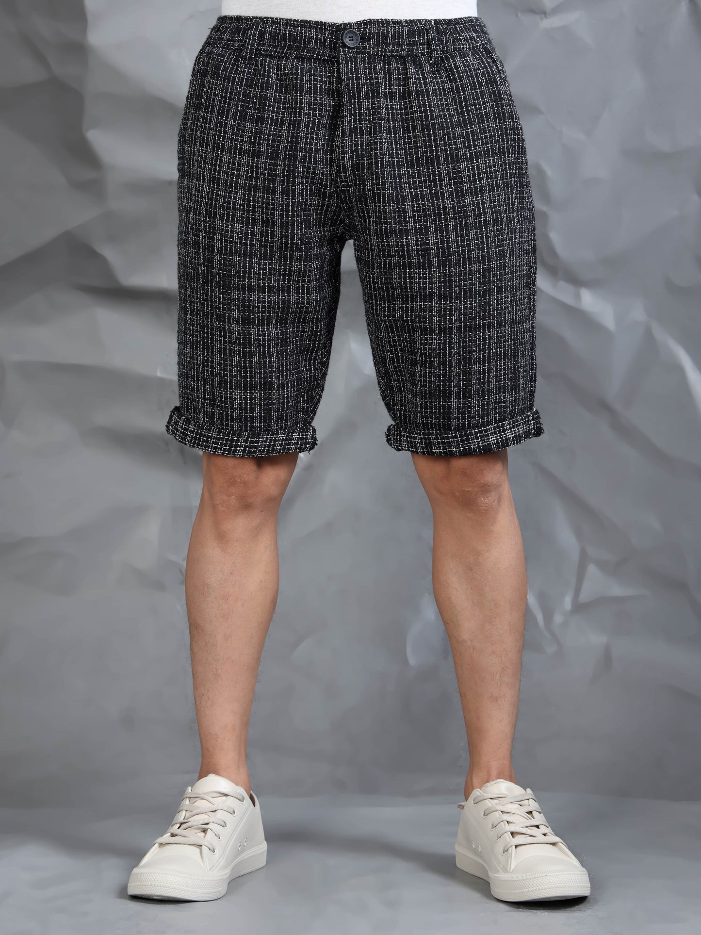 Cotton Lycra Casual Black Printed Shorts