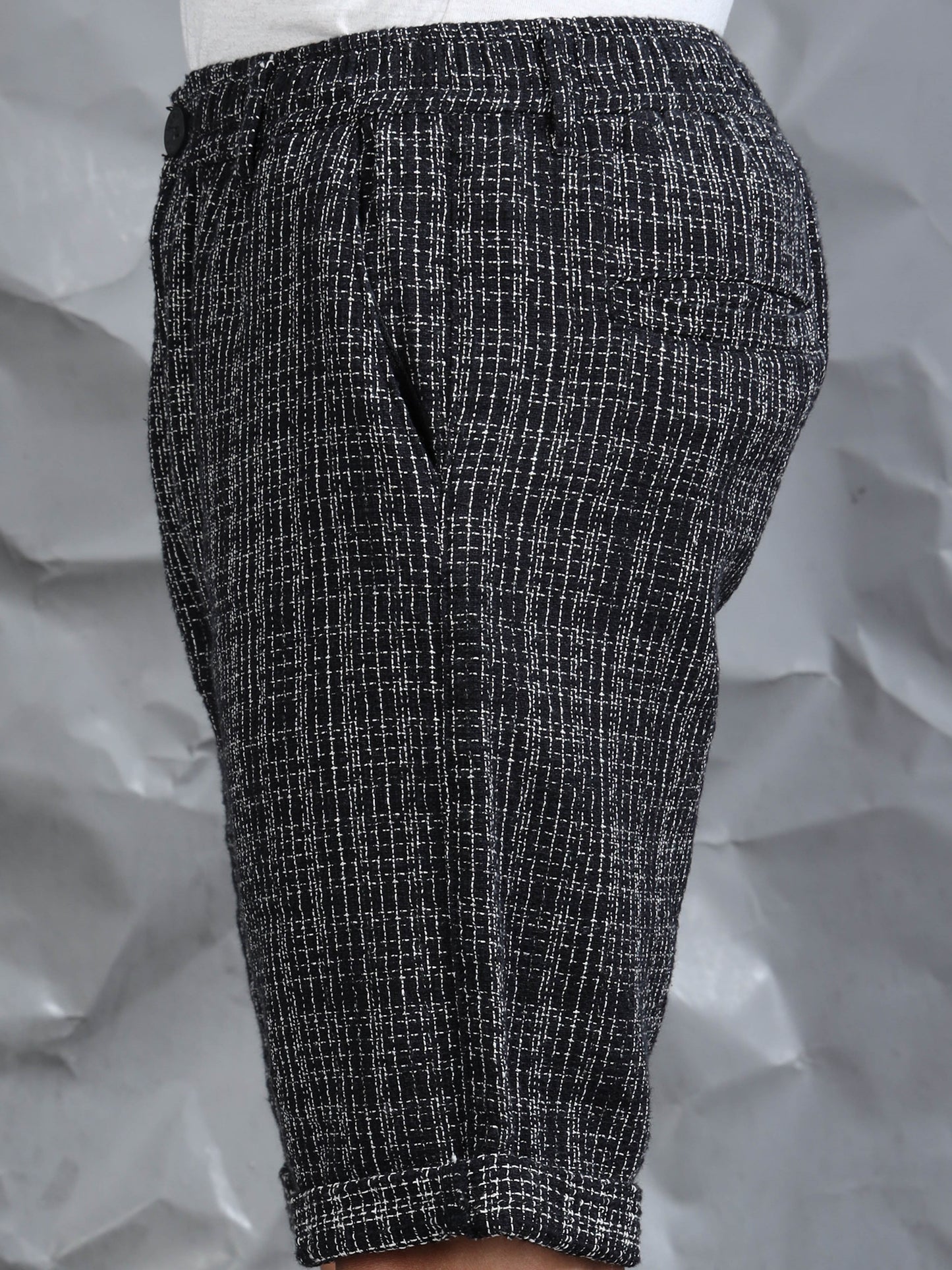 Cotton Lycra Casual Black Printed Shorts