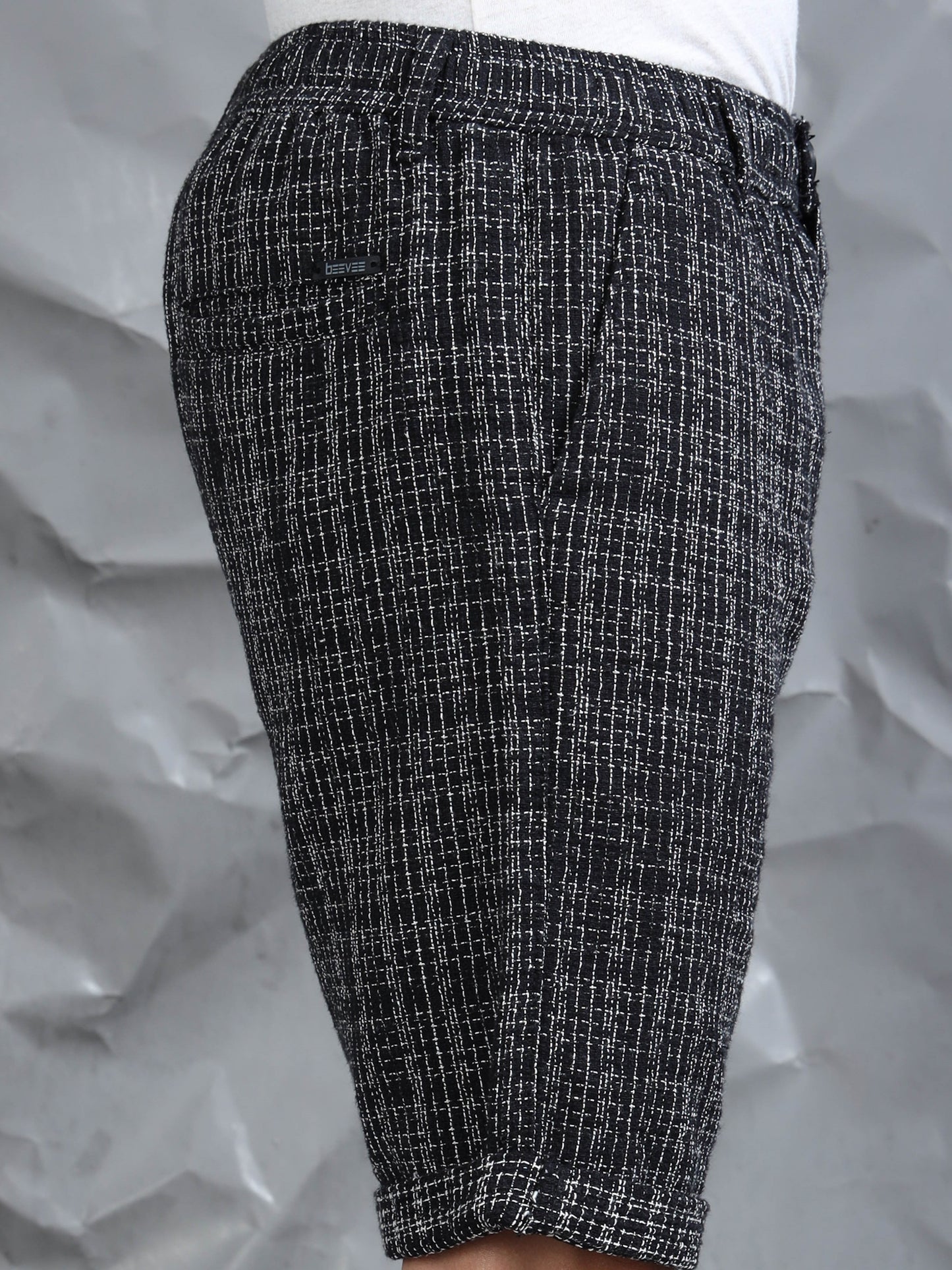 Cotton Lycra Casual Black Printed Shorts