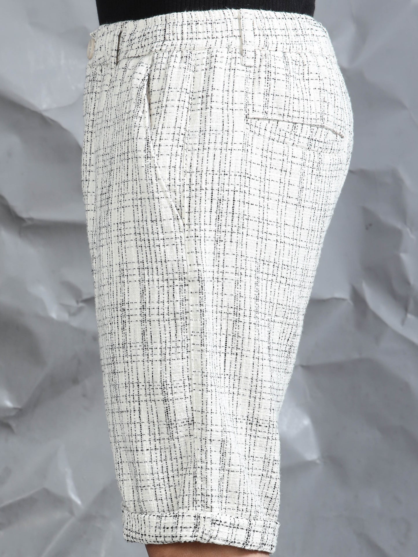 Cotton Lycra Casual Cream Printed Shorts