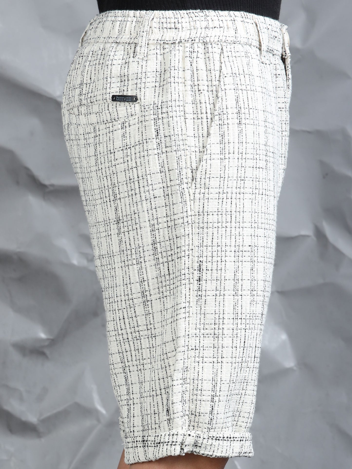 Cotton Lycra Casual Cream Printed Shorts