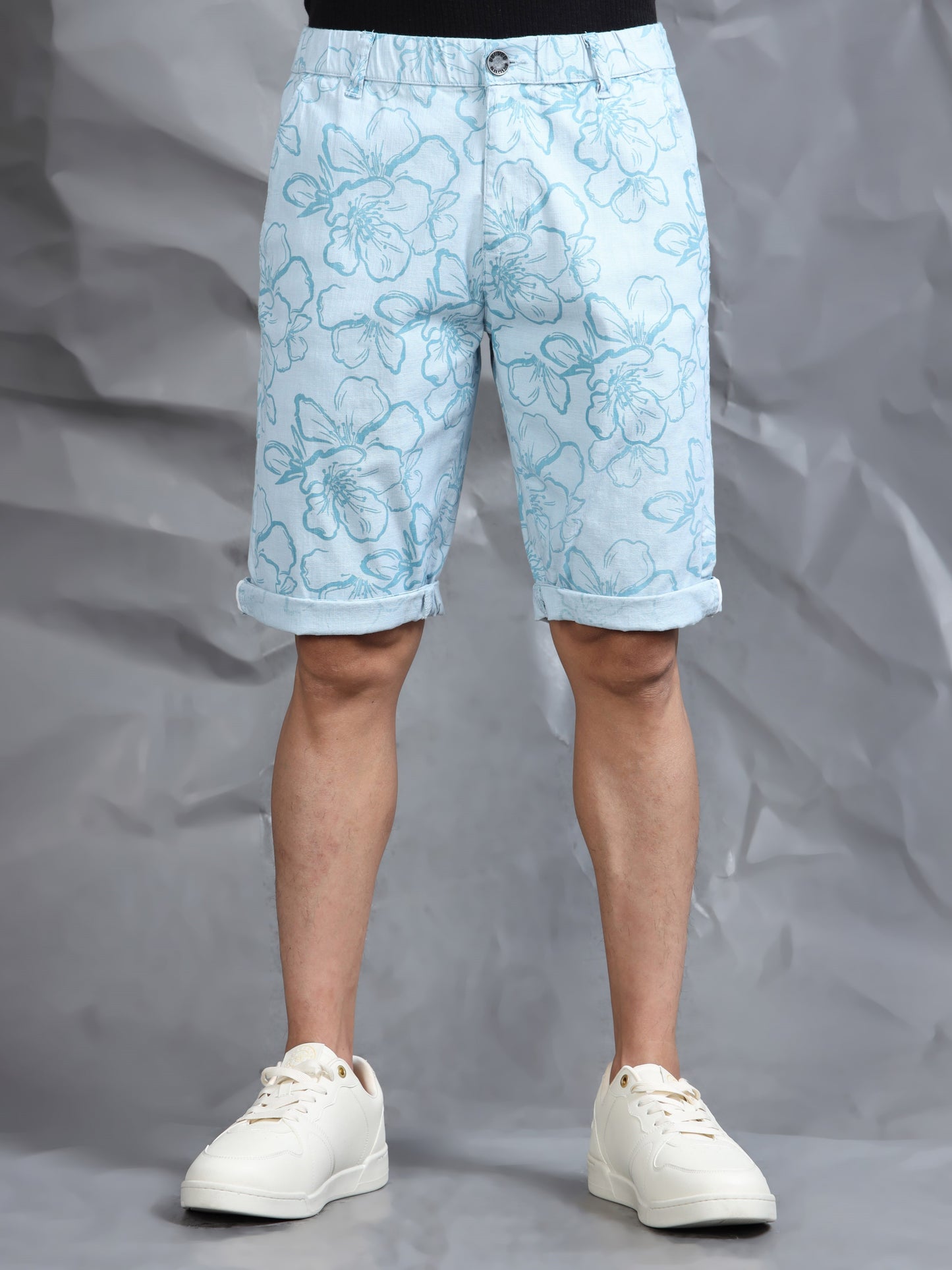 Cotton Lycra Casual Sky Printed Shorts