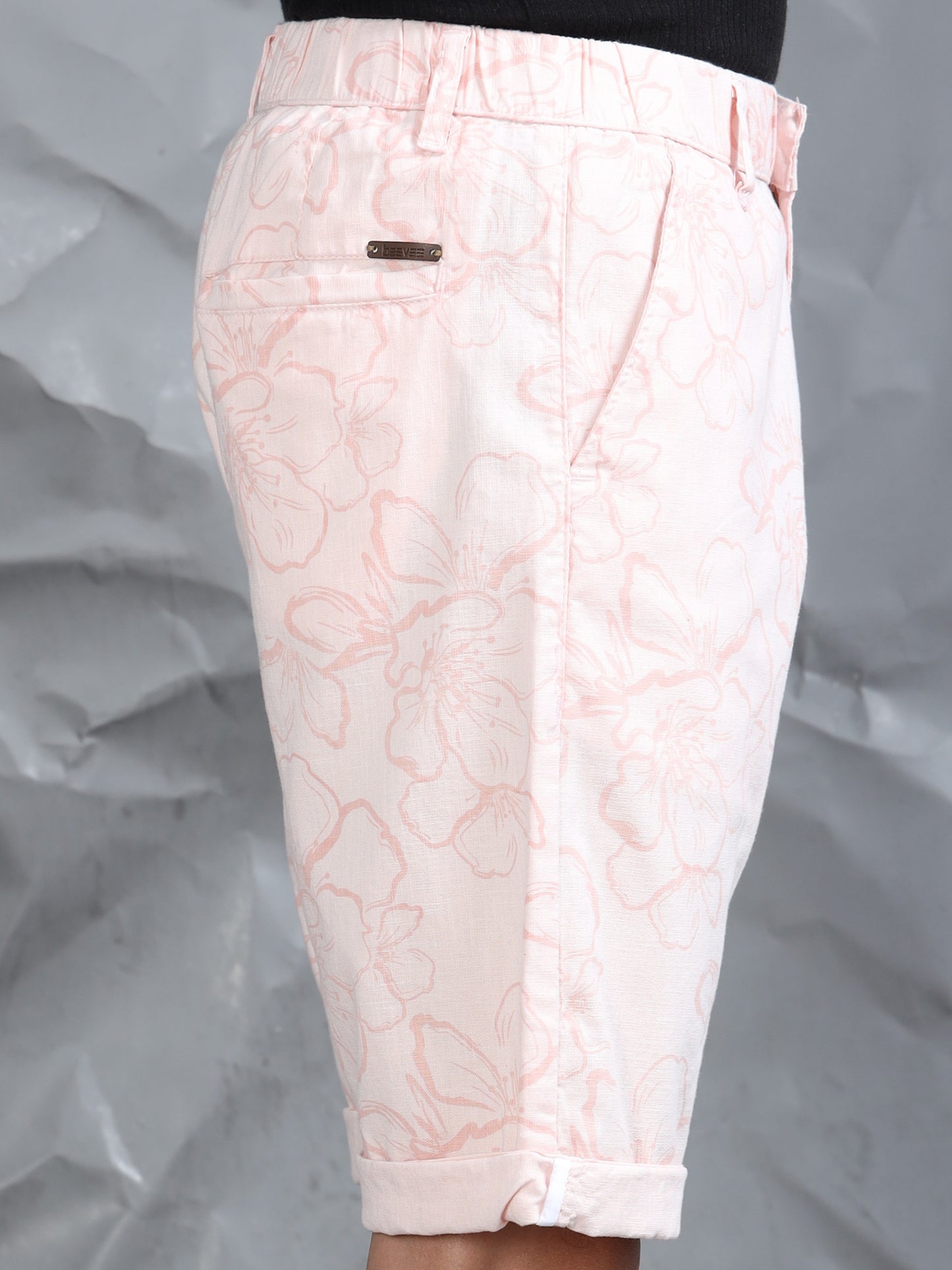 Cotton Lycra Casual Light Pink Printed Shorts