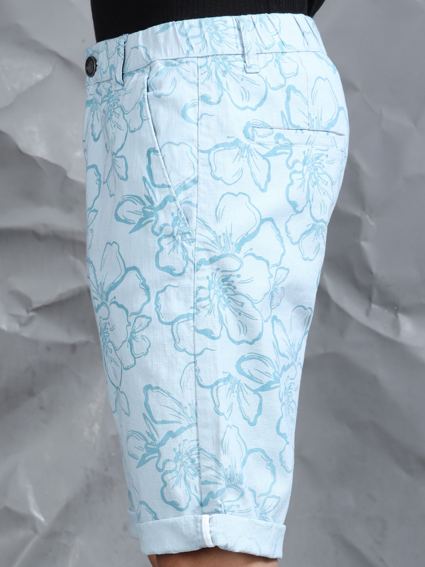 Cotton Lycra Casual Sky Printed Shorts