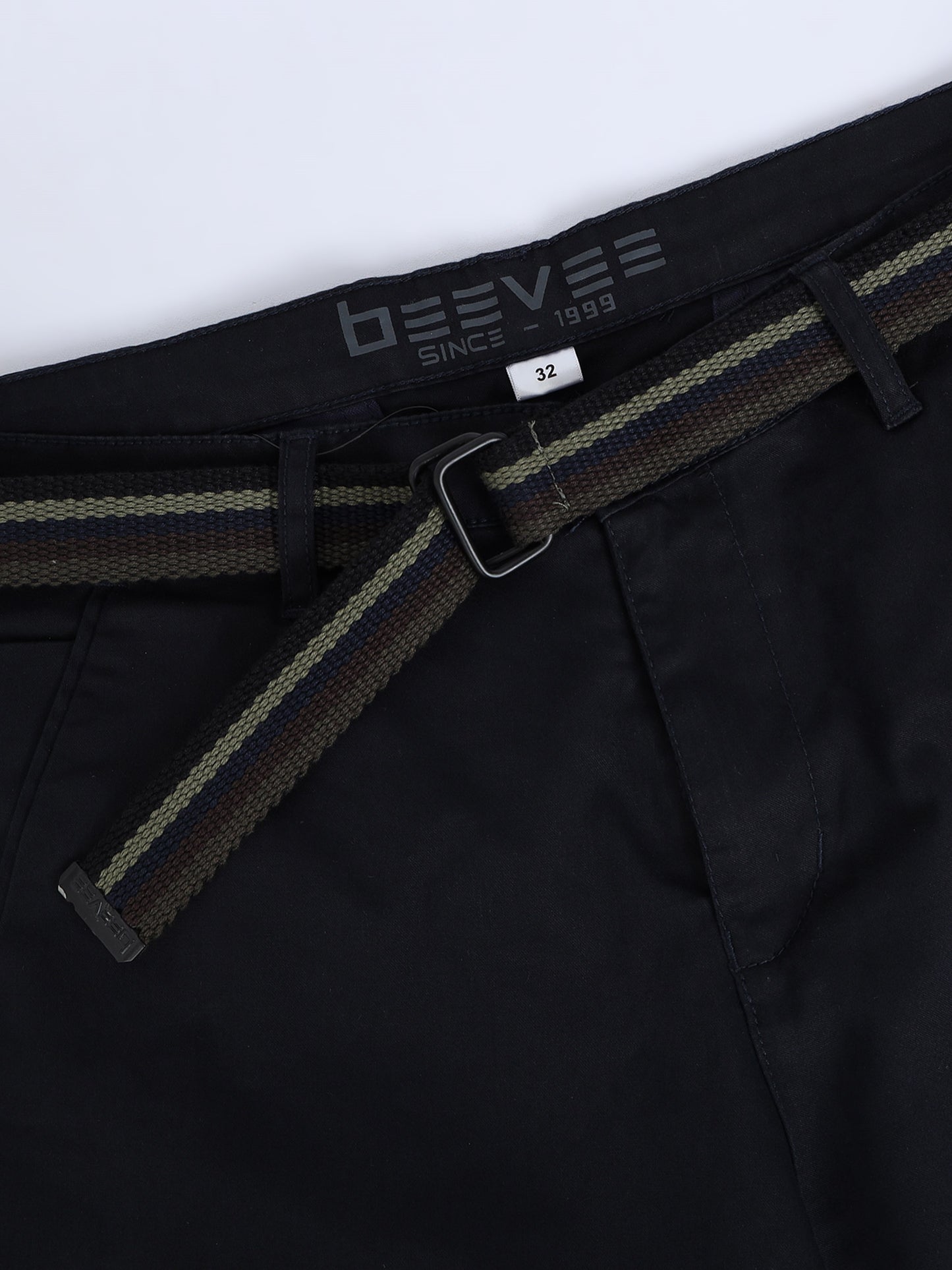 Solid Mid Rise Navy Blue Casual Shorts