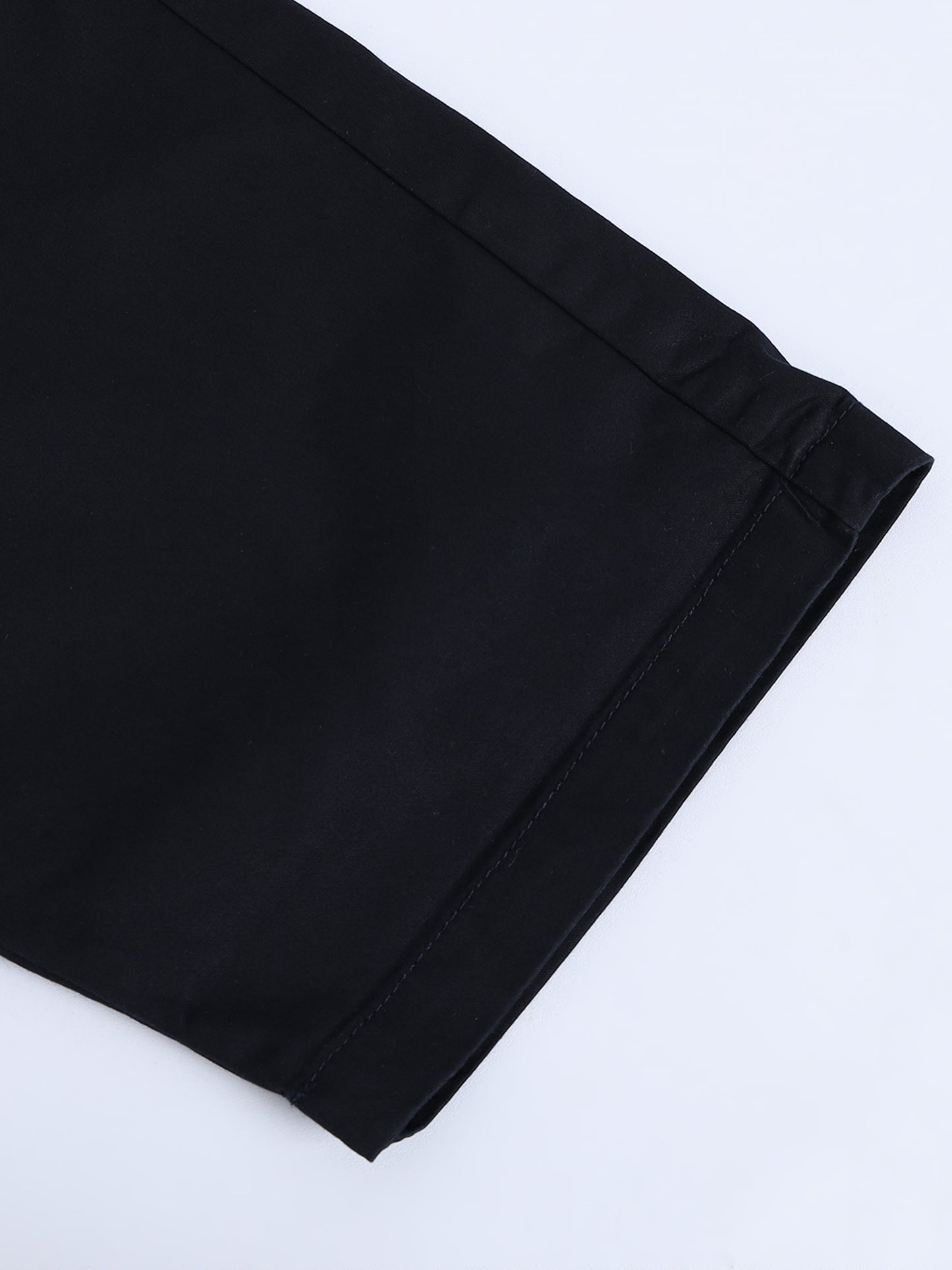 Solid Mid Rise Navy Blue Casual Shorts