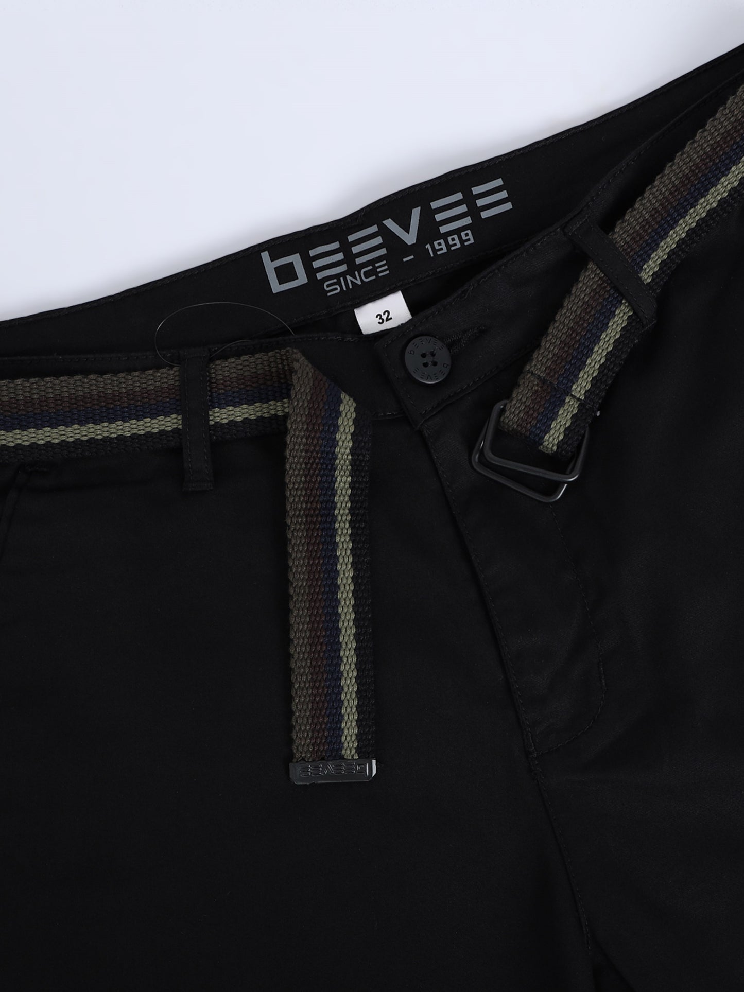 Solid Mid Rise Black Casual Shorts
