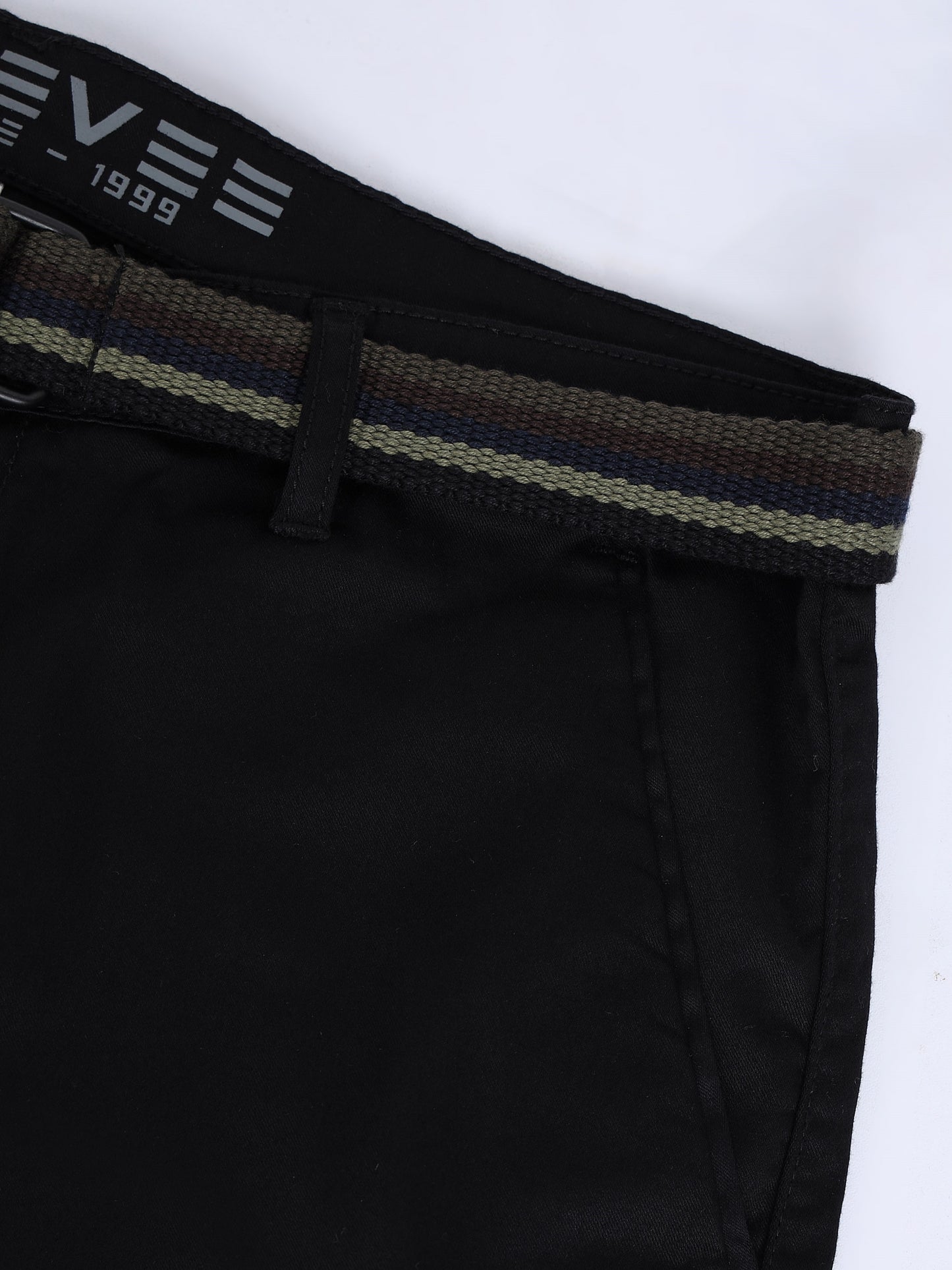 Solid Mid Rise Black Casual Shorts