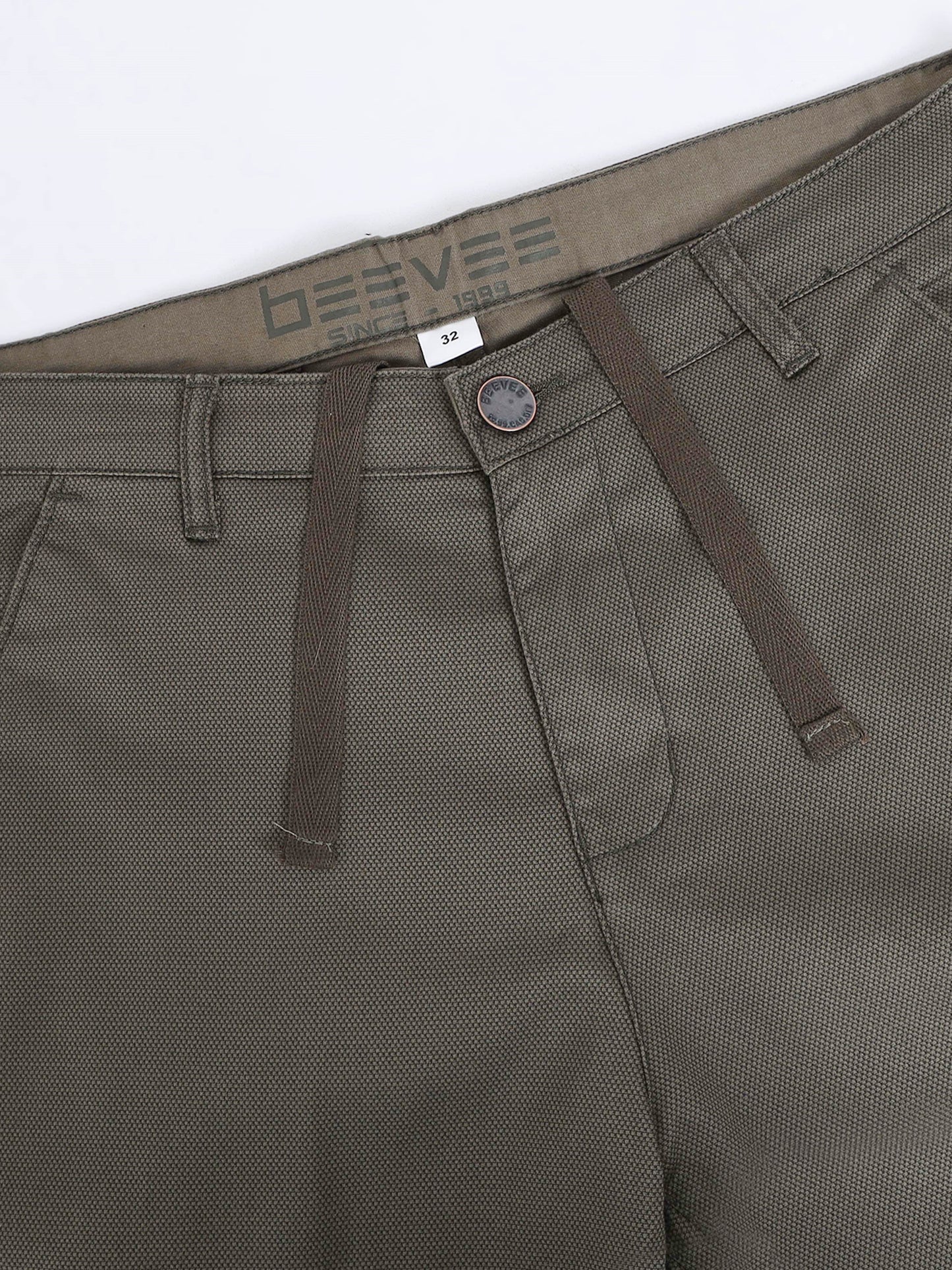 Printed Cotton Lycra Olive Shorts