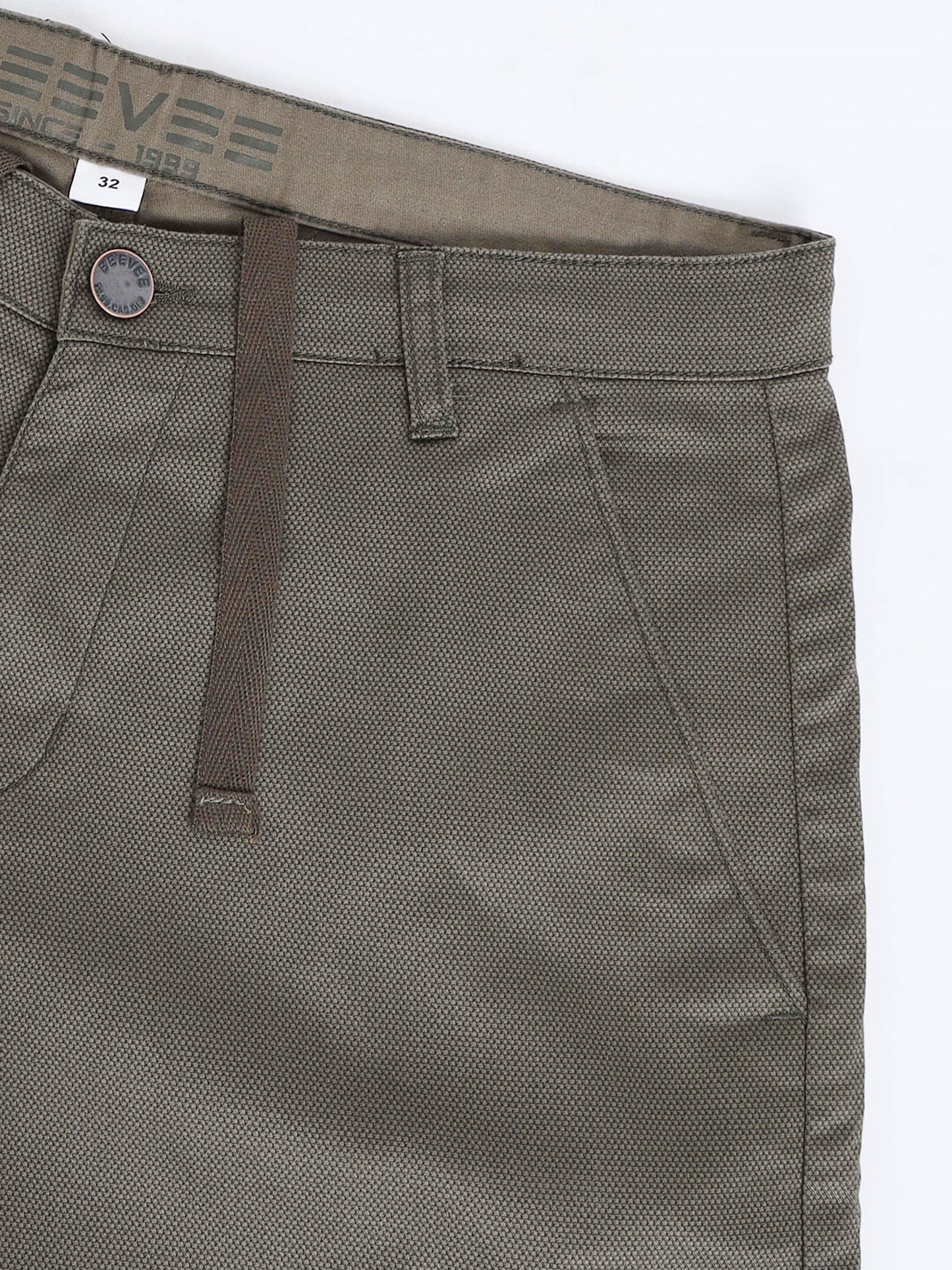 Printed Cotton Lycra Olive Shorts