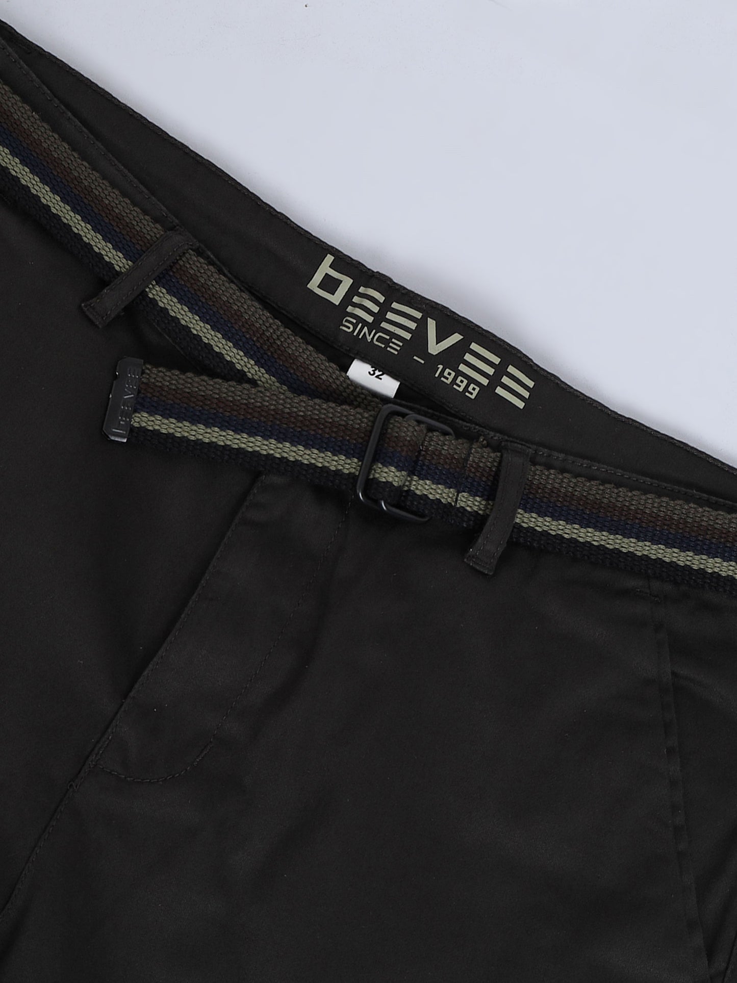 Solid Mid Rise Olive Casual Shorts