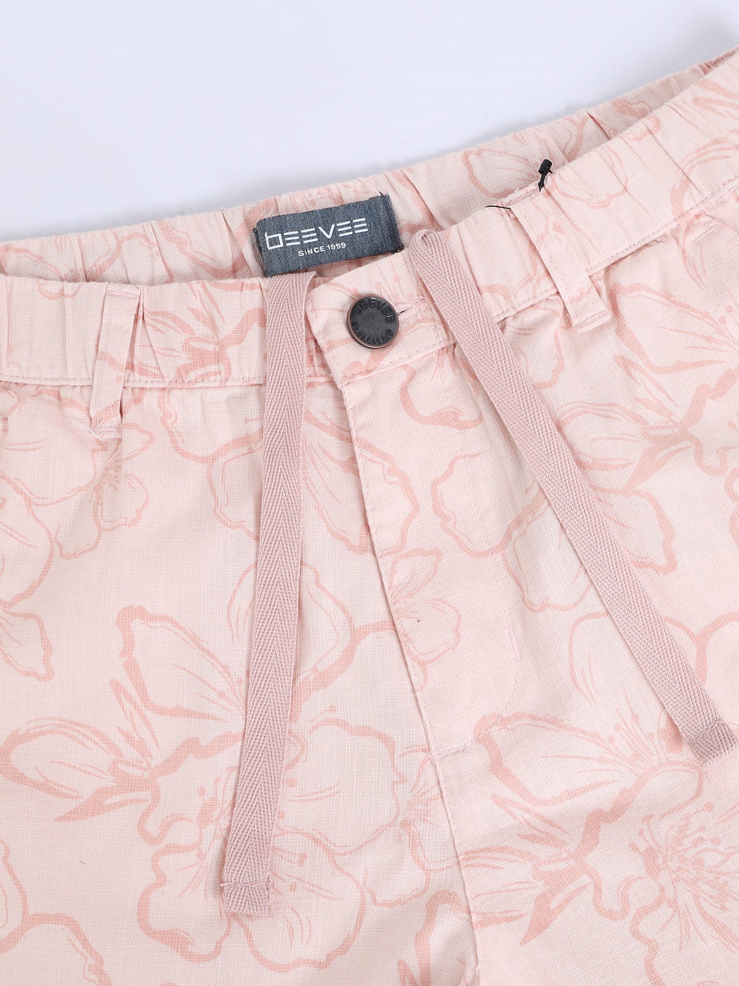 Cotton Lycra Casual Light Pink Printed Shorts