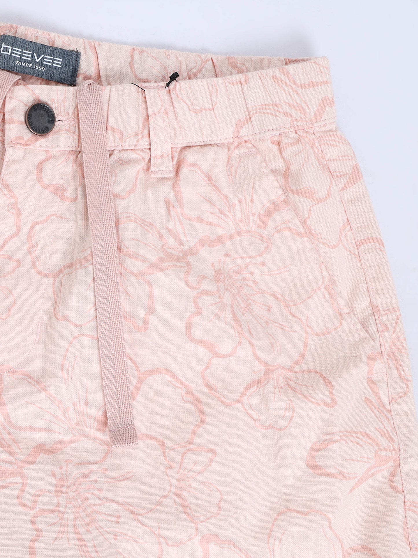 Cotton Lycra Casual Light Pink Printed Shorts