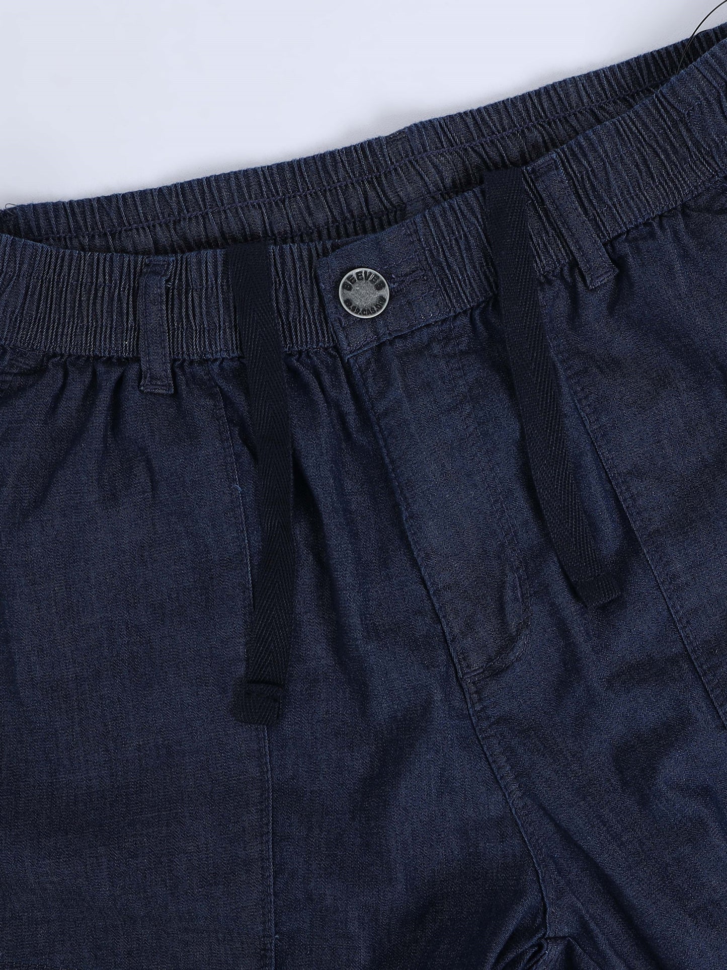 Men's Blue Solid Cotton Lycra Mid-Rise Casual Shorts