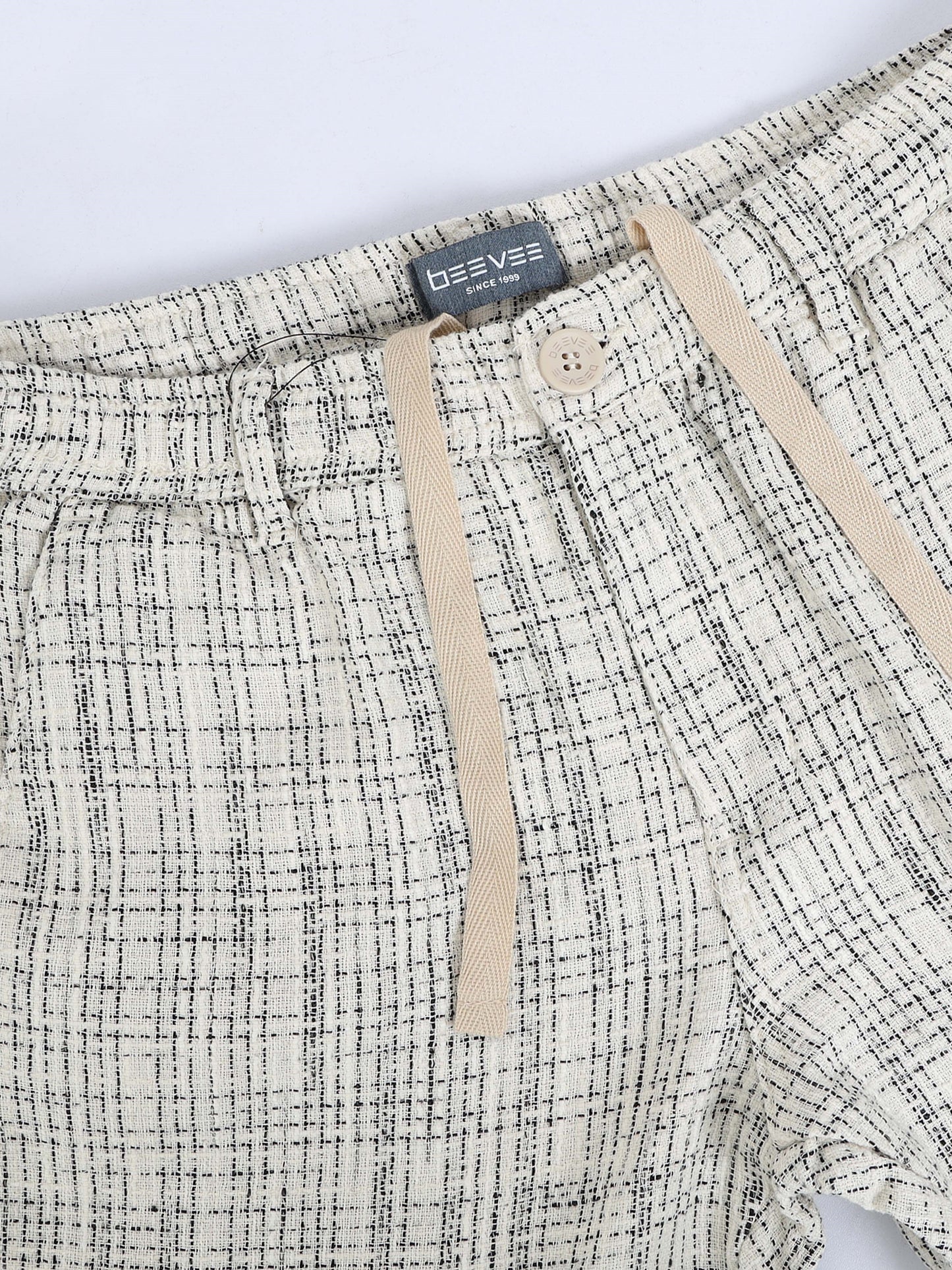 Cotton Lycra Casual Cream Printed Shorts