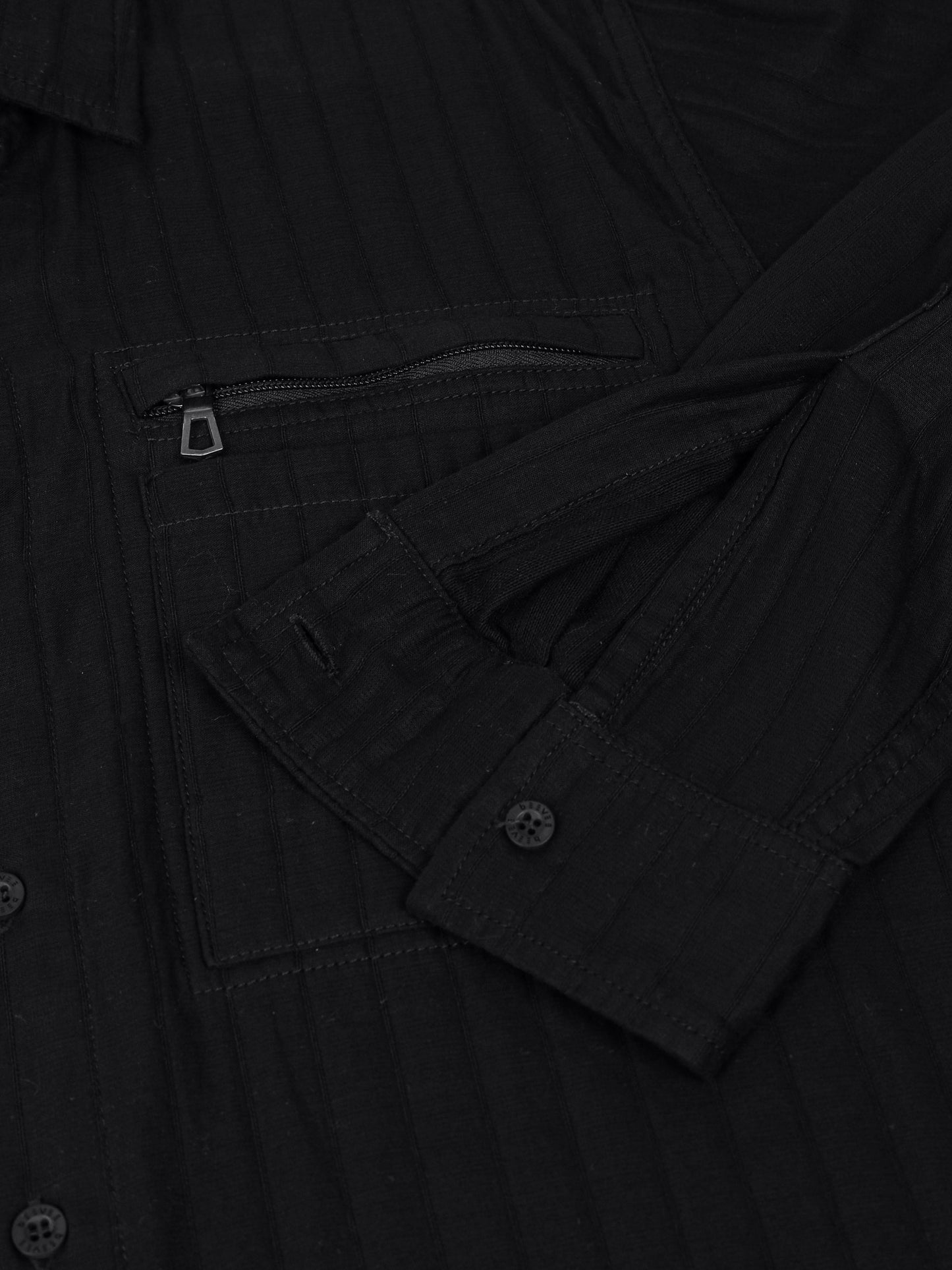 Full Sleeve Double Pocket Black Shirt