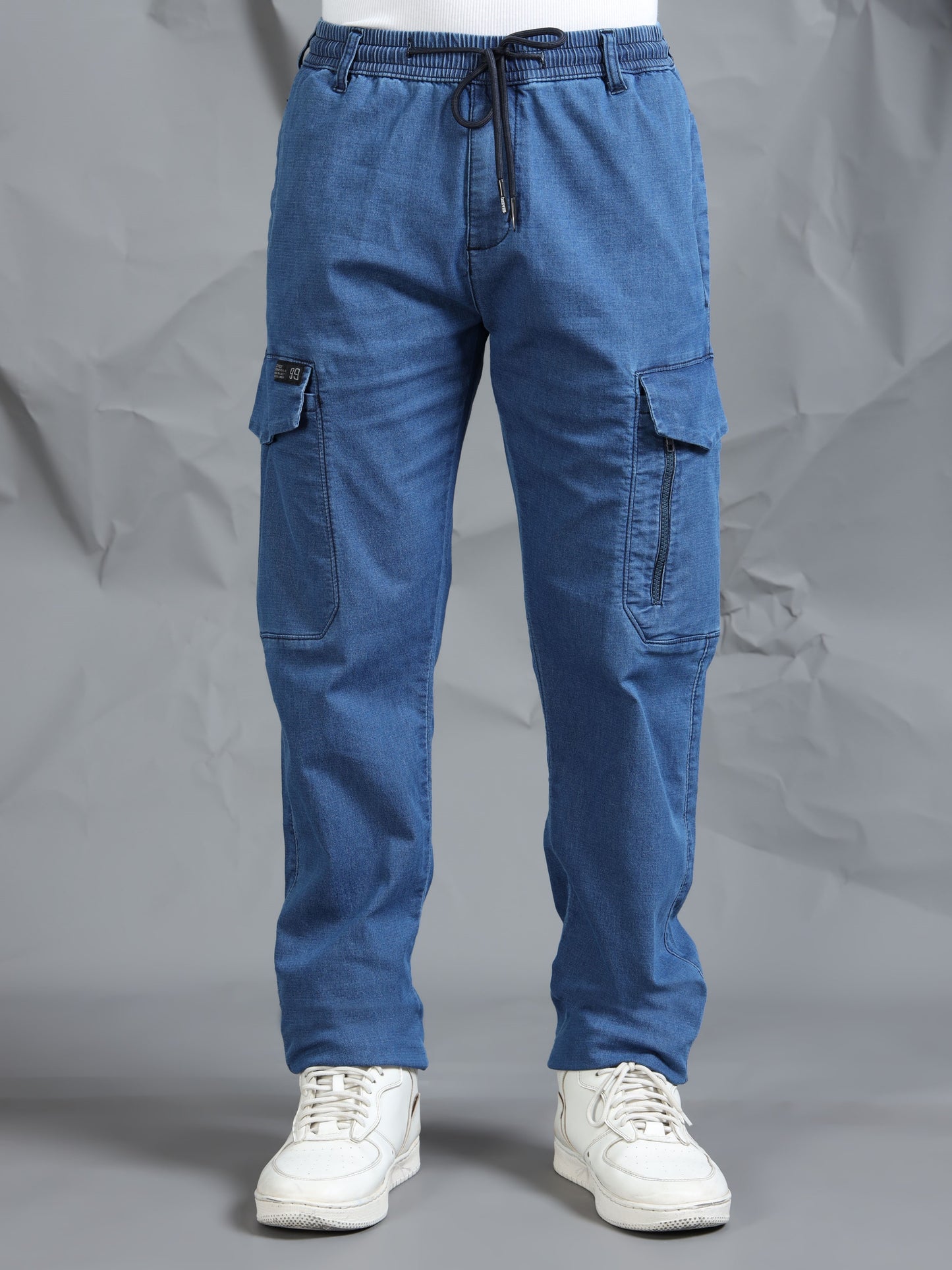 Cotton Lycra Stone  Cargo Pant with 7 Pockets  Elasticated Waistband