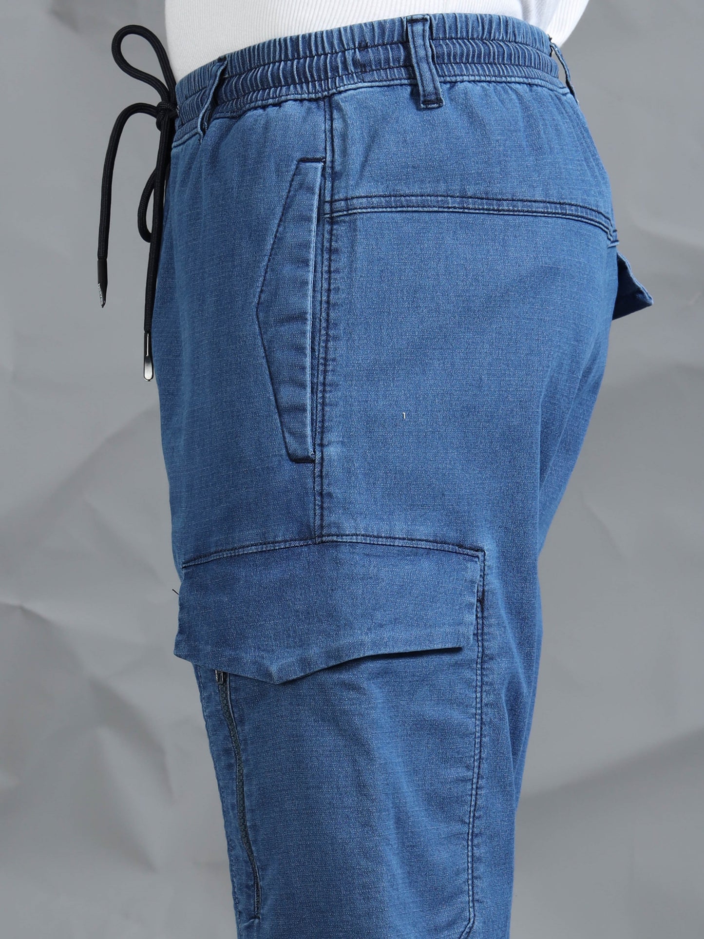 Cotton Lycra Stone  Cargo Pant with 7 Pockets  Elasticated Waistband