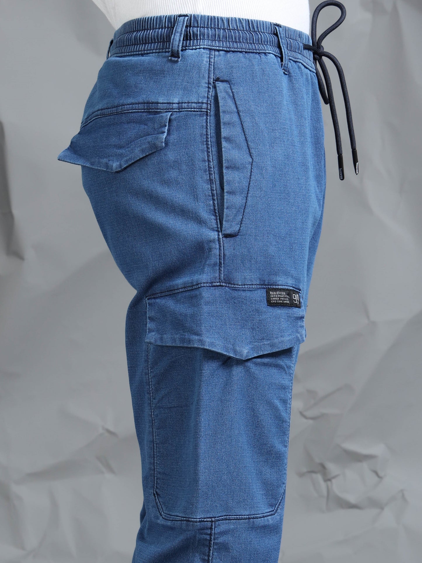 Cotton Lycra Stone  Cargo Pant with 7 Pockets  Elasticated Waistband