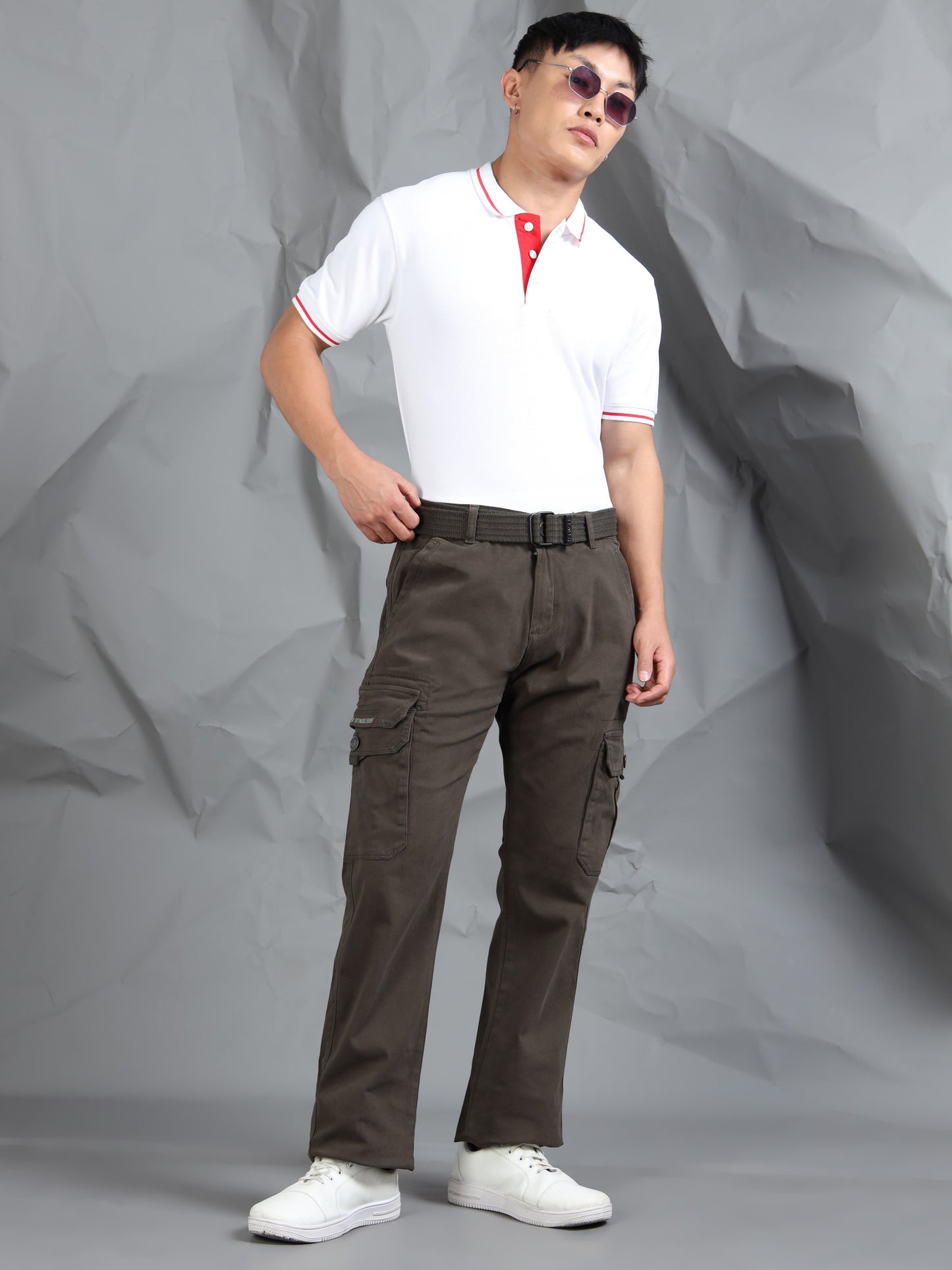 Men Olive Cargo Pants