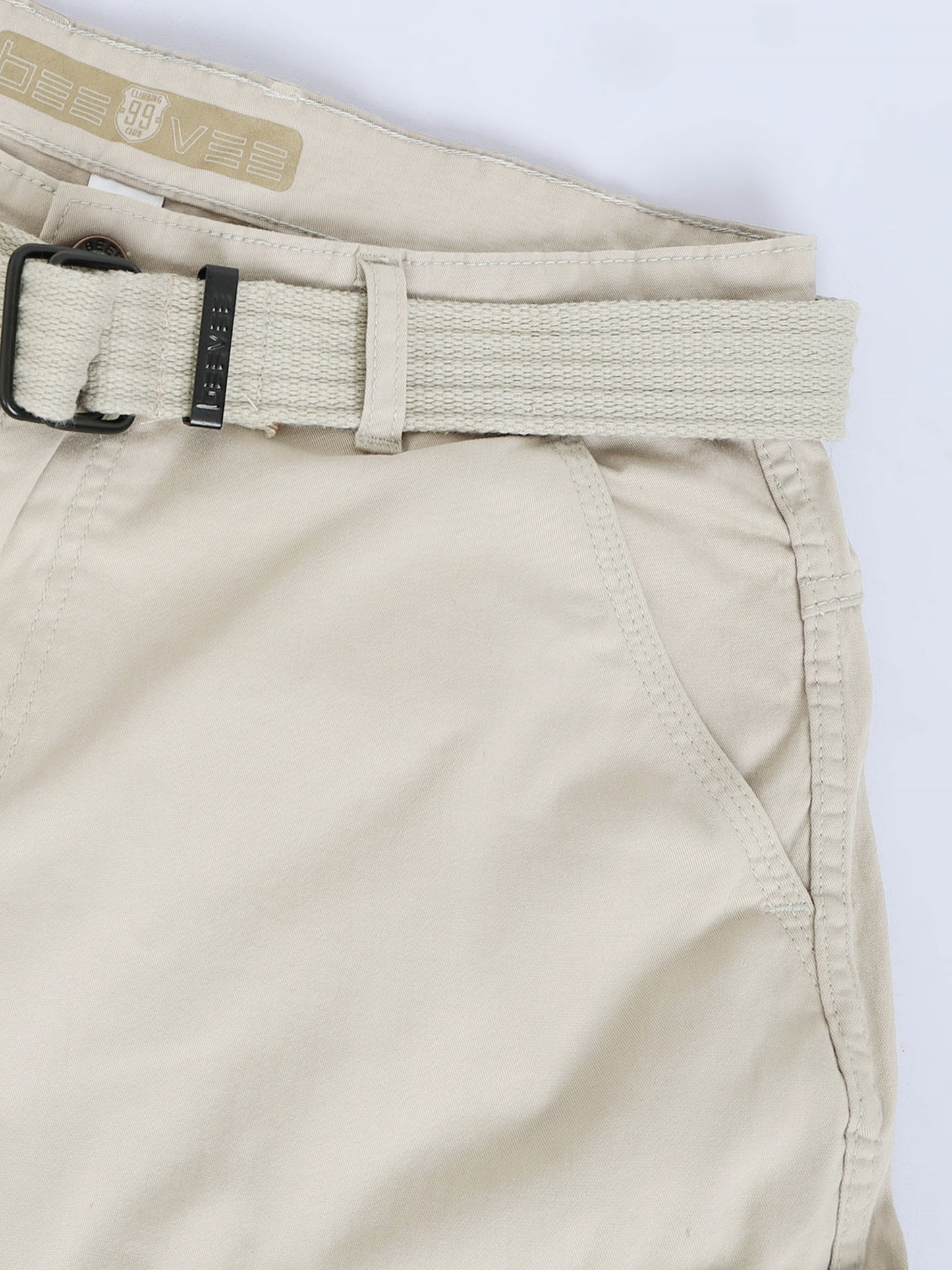 Cotton Lycra  Sand Mid Rise Cargo Pant with 8 Pockets
