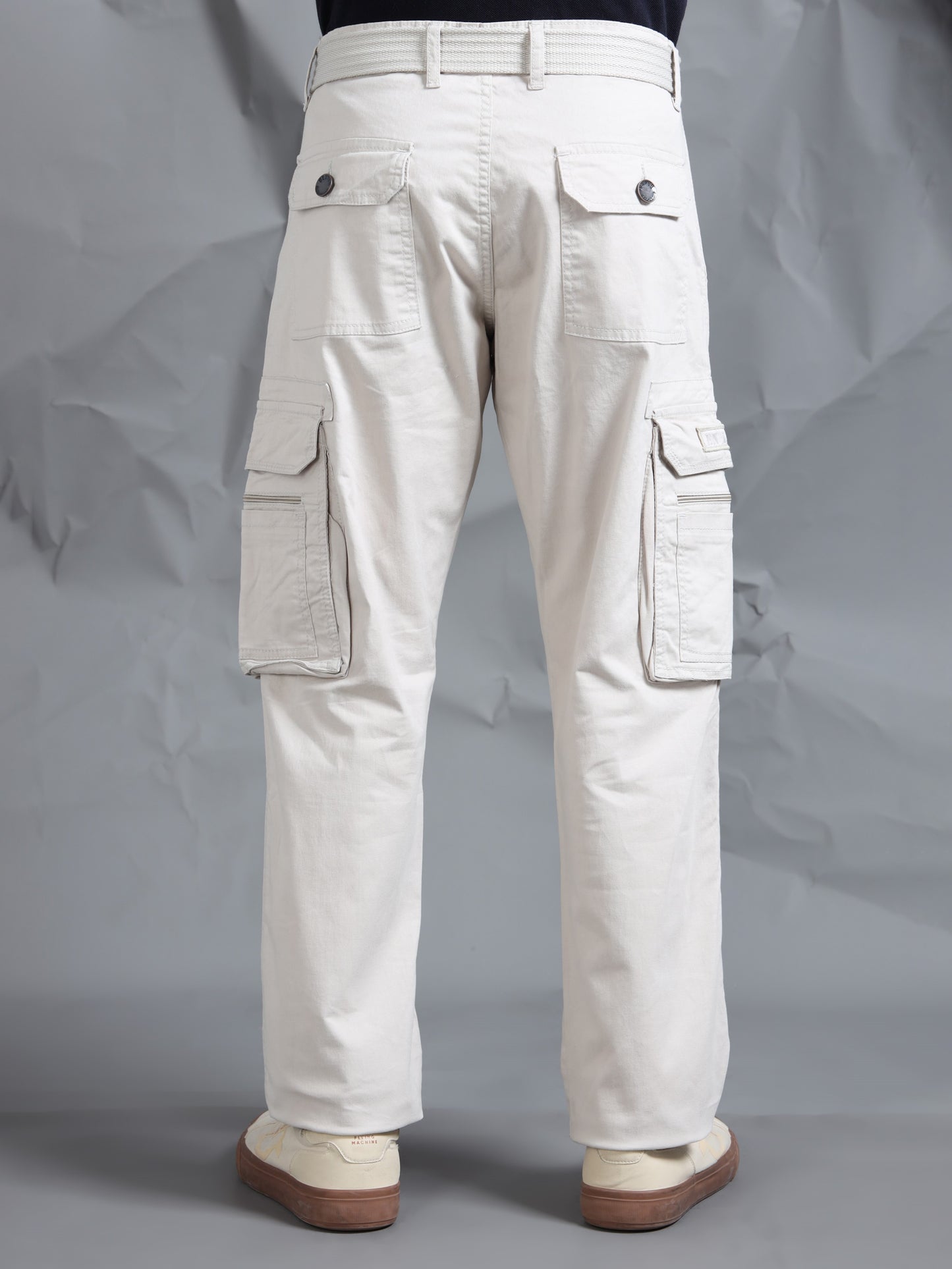 Men LT Grey Cargo Pants With Belt