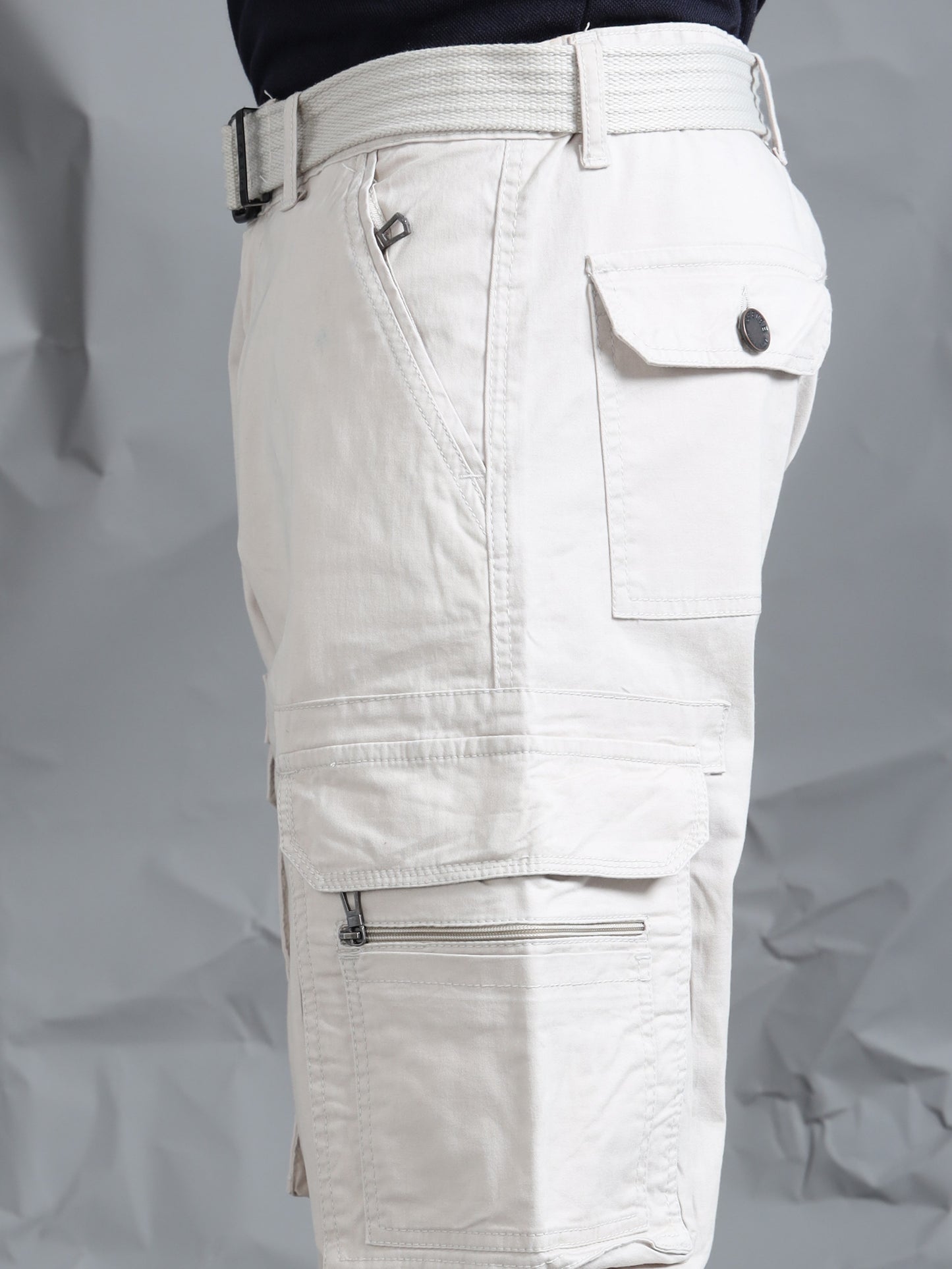 Men LT Grey Cargo Pants With Belt