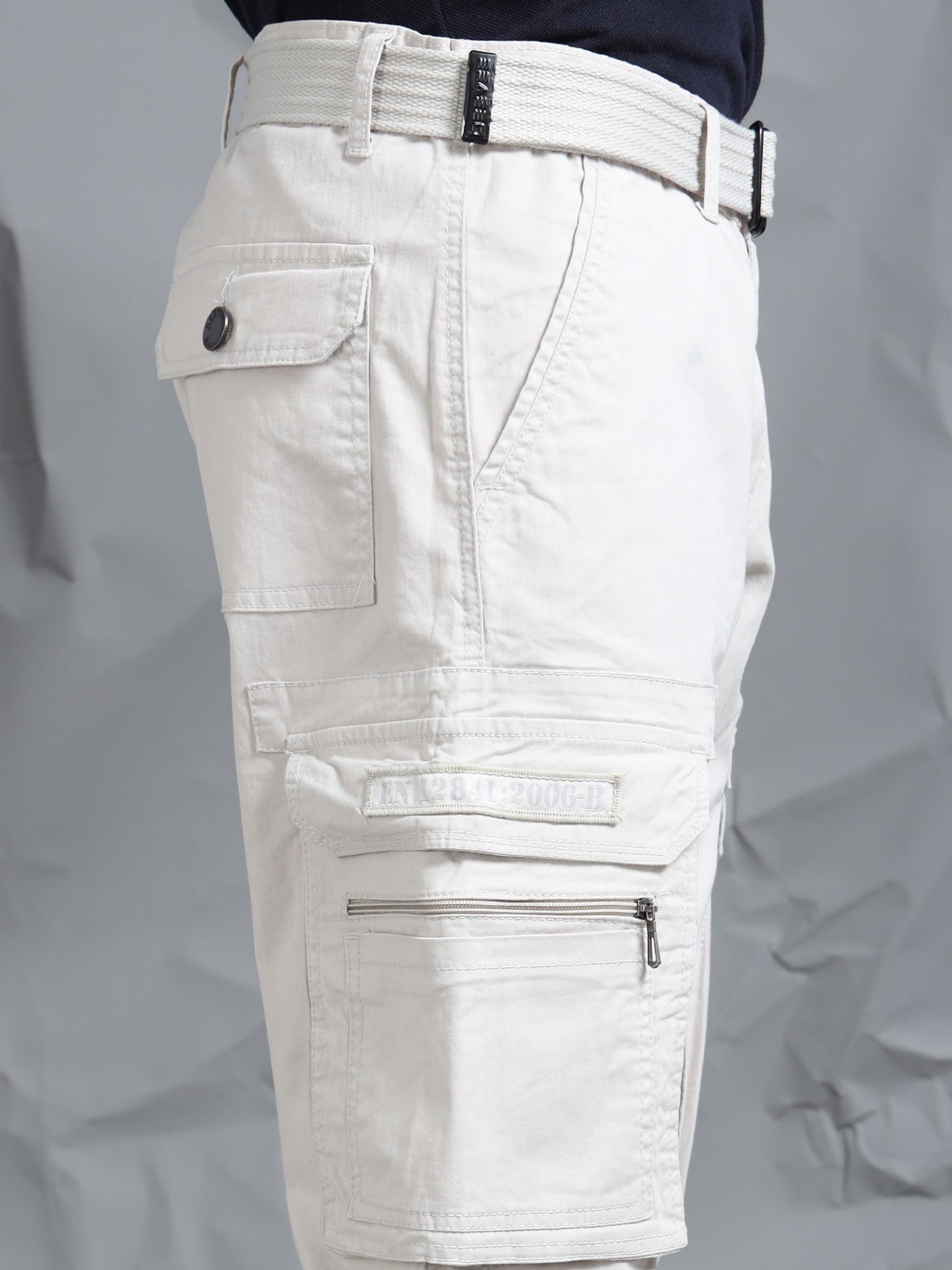 Men LT Grey Cargo Pants With Belt