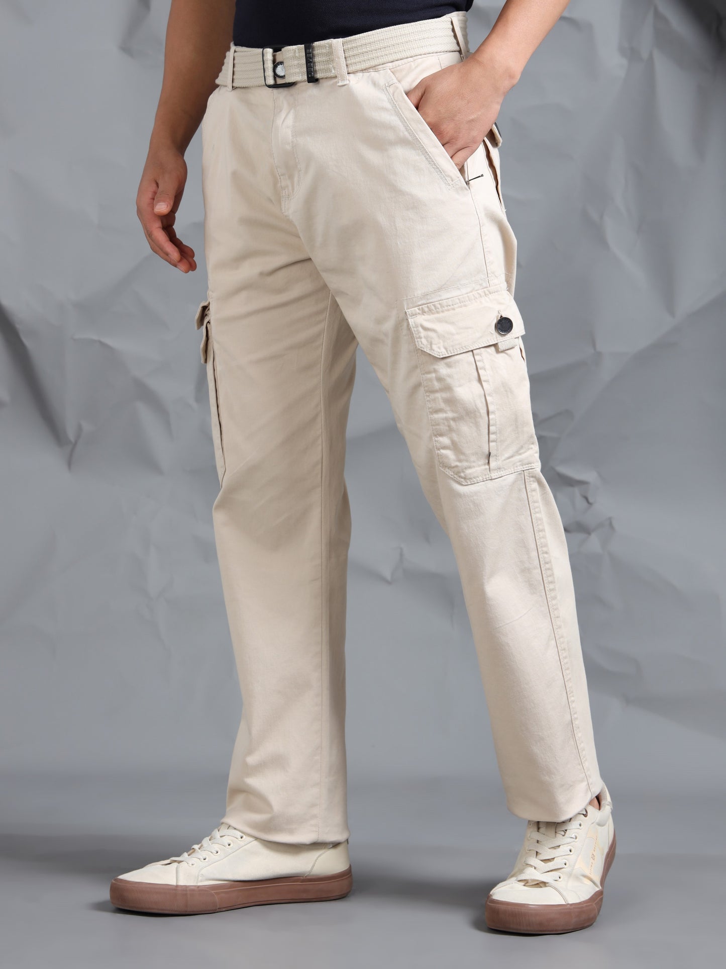 Men Sand Color Cargo Pants