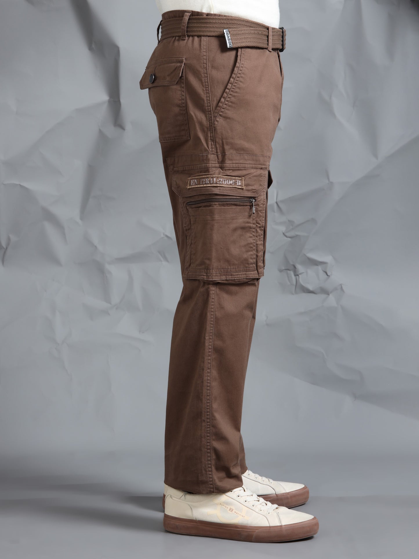 Men LT Brown Cargo Pants With Belt
