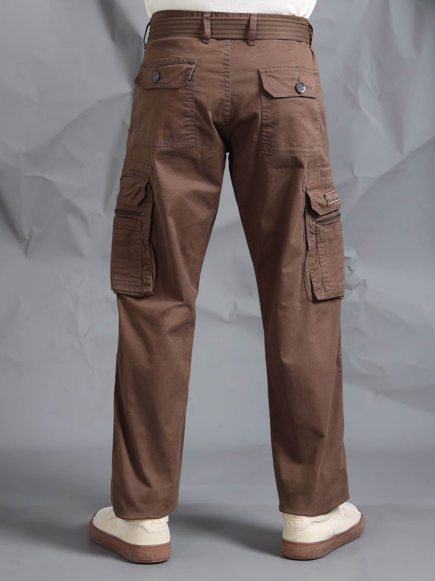 Men LT Brown Cargo Pants With Belt