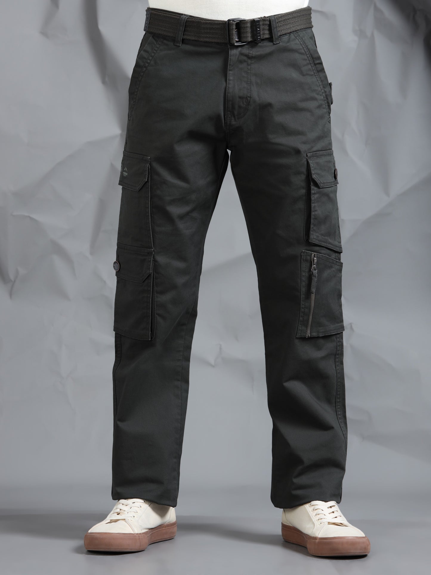 Cotton Lycra Olive  Cargo Pant with 8 Pockets