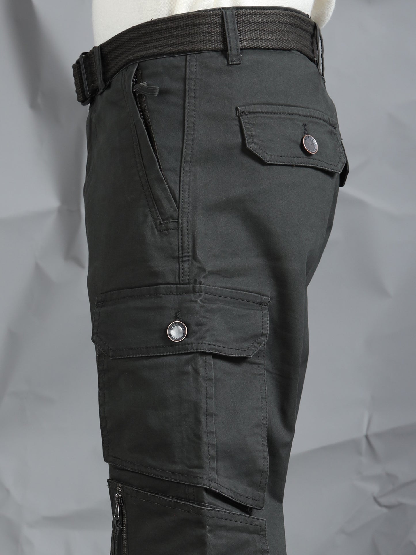 Cotton Lycra Olive  Cargo Pant with 8 Pockets