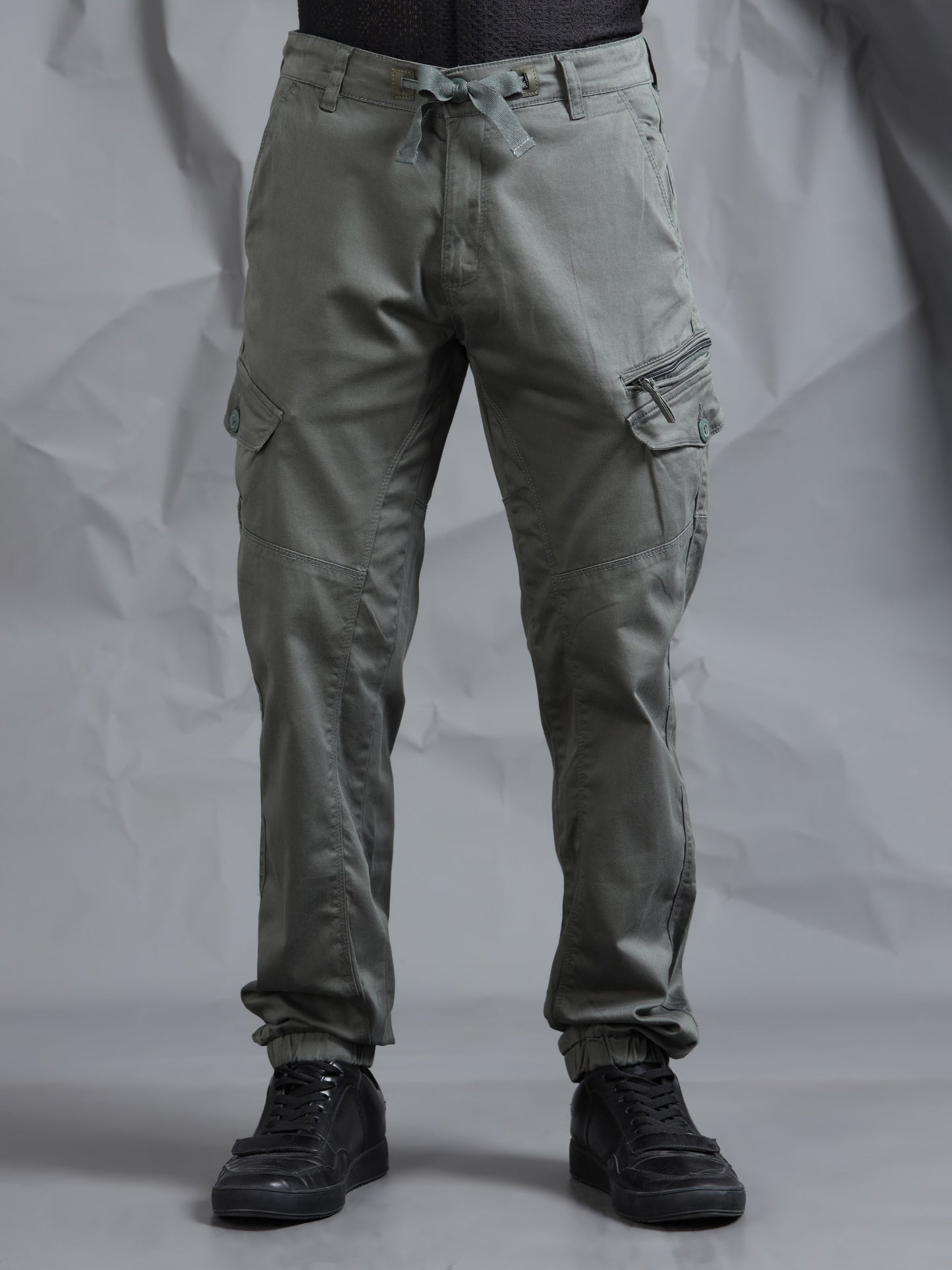 Cotton Lycra Green   Cargo Pants with 7 Pockets