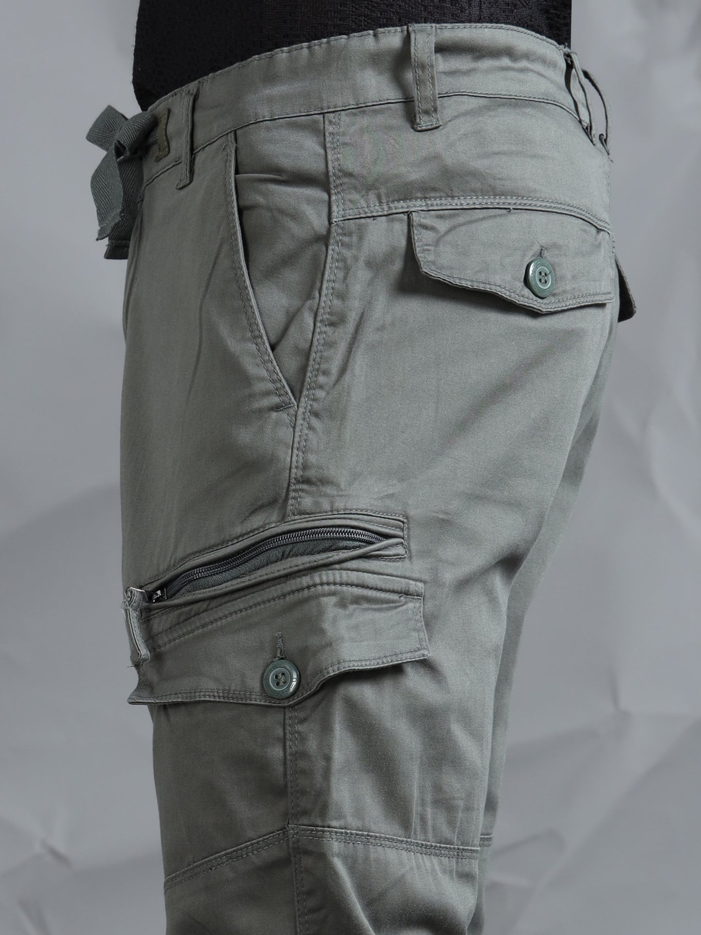 Cotton Lycra Green   Cargo Pants with 7 Pockets
