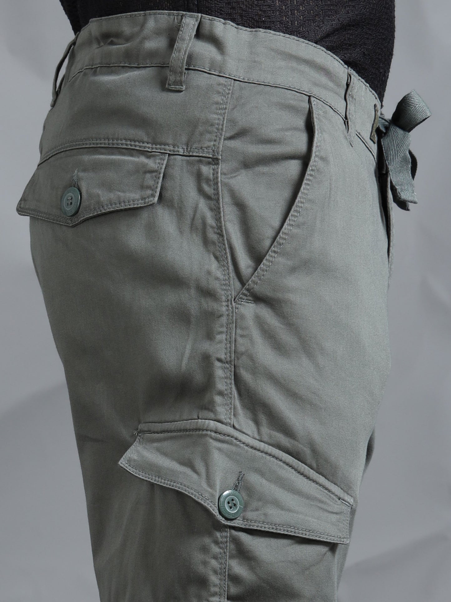 Cotton Lycra Green   Cargo Pants with 7 Pockets