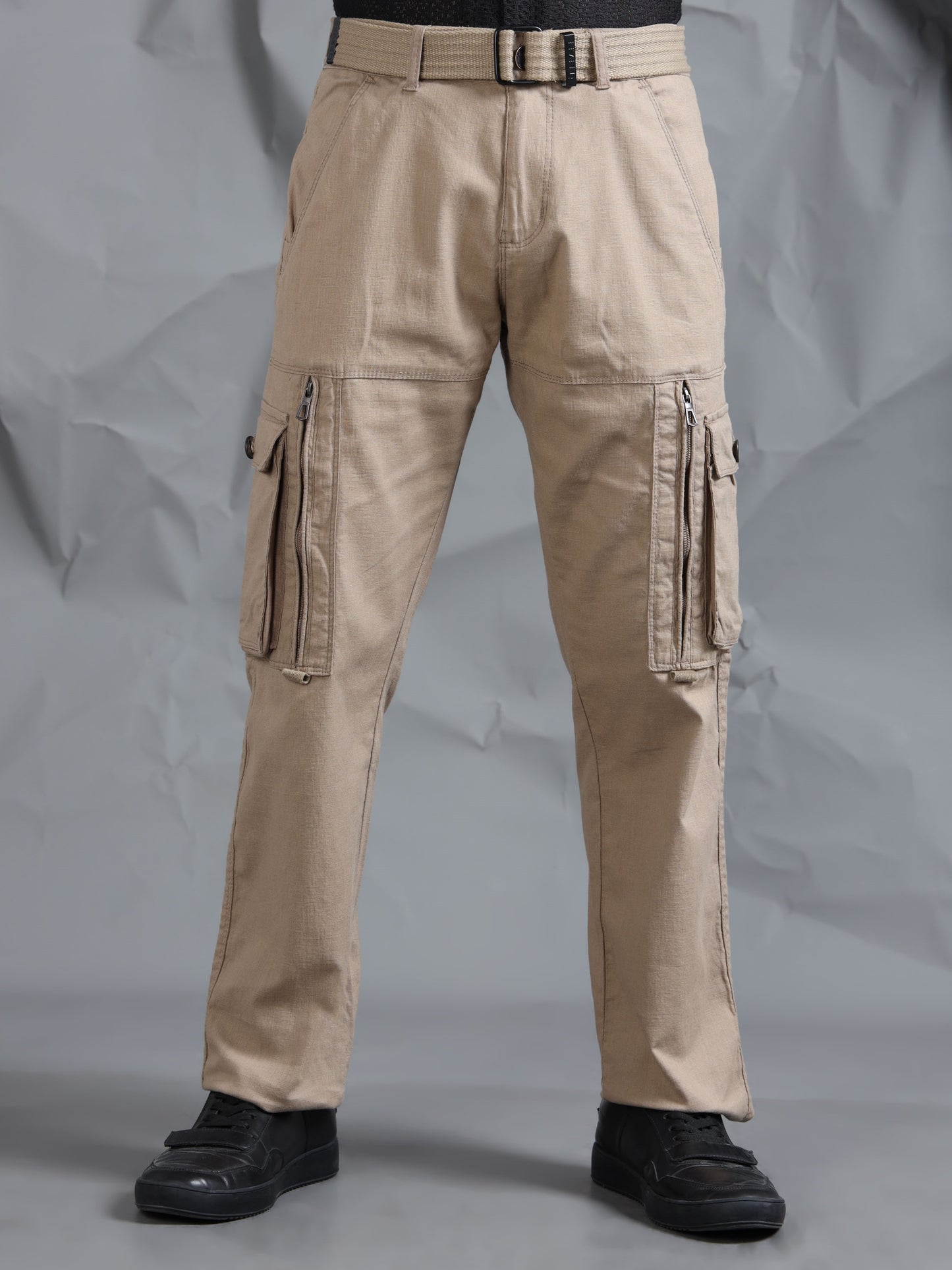 Cotton Lycra  Mud Mid Rise Cargo Pant with 8 Pockets