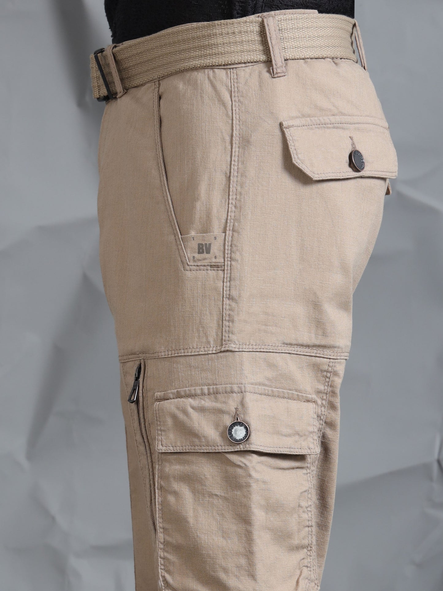 Cotton Lycra  Mud Mid Rise Cargo Pant with 8 Pockets