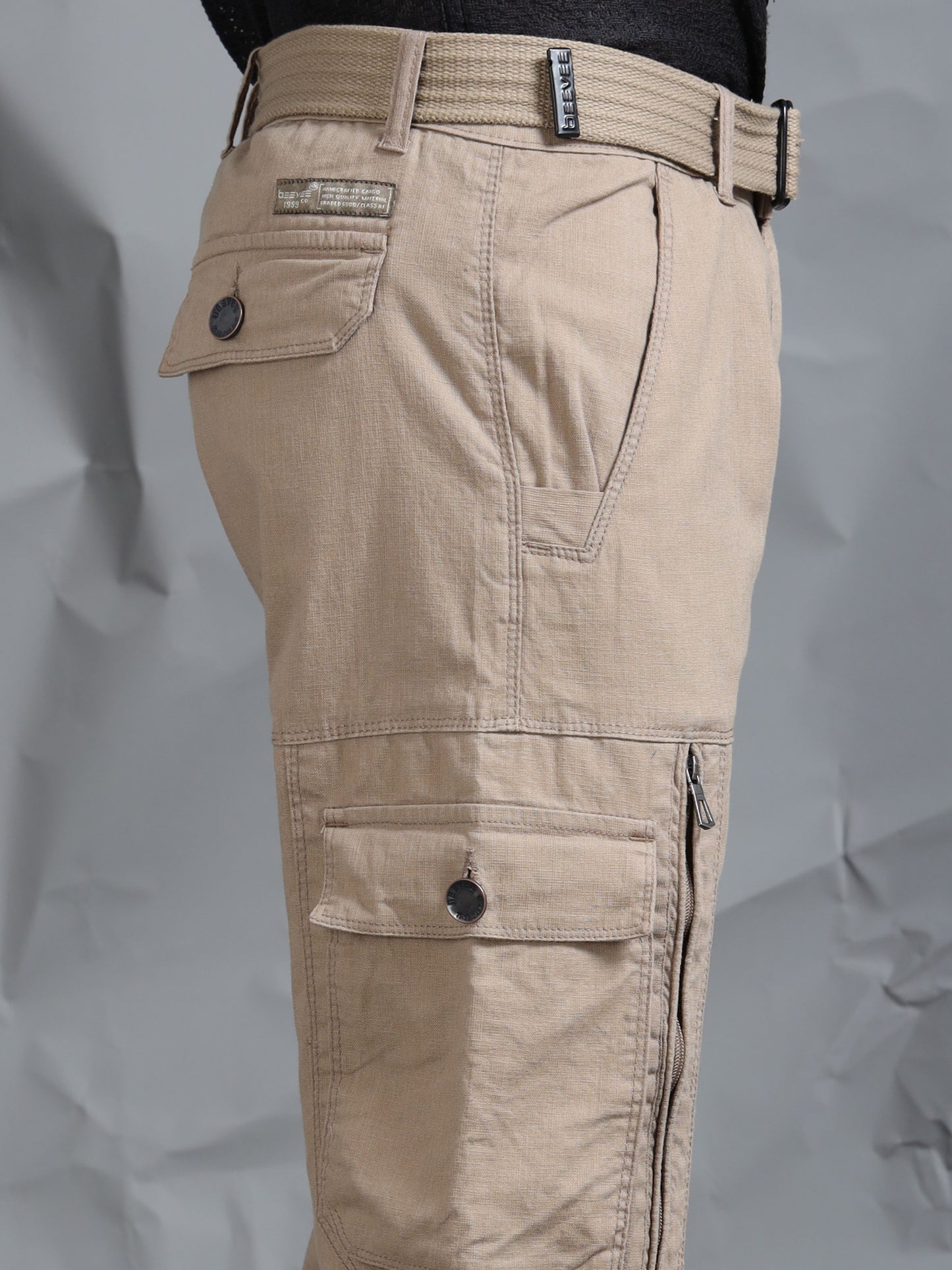 Cotton Lycra  Mud Mid Rise Cargo Pant with 8 Pockets